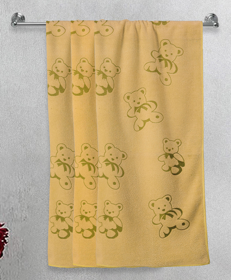 FABINALIV Kids Bath Towels Cotton Set of 3 Cartoon  Yellow-picture-18
