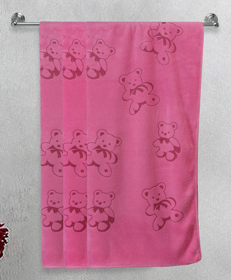 FABINALIV Kids Bath Towels Cotton Set of 3 Cartoon   Pink-picture-20