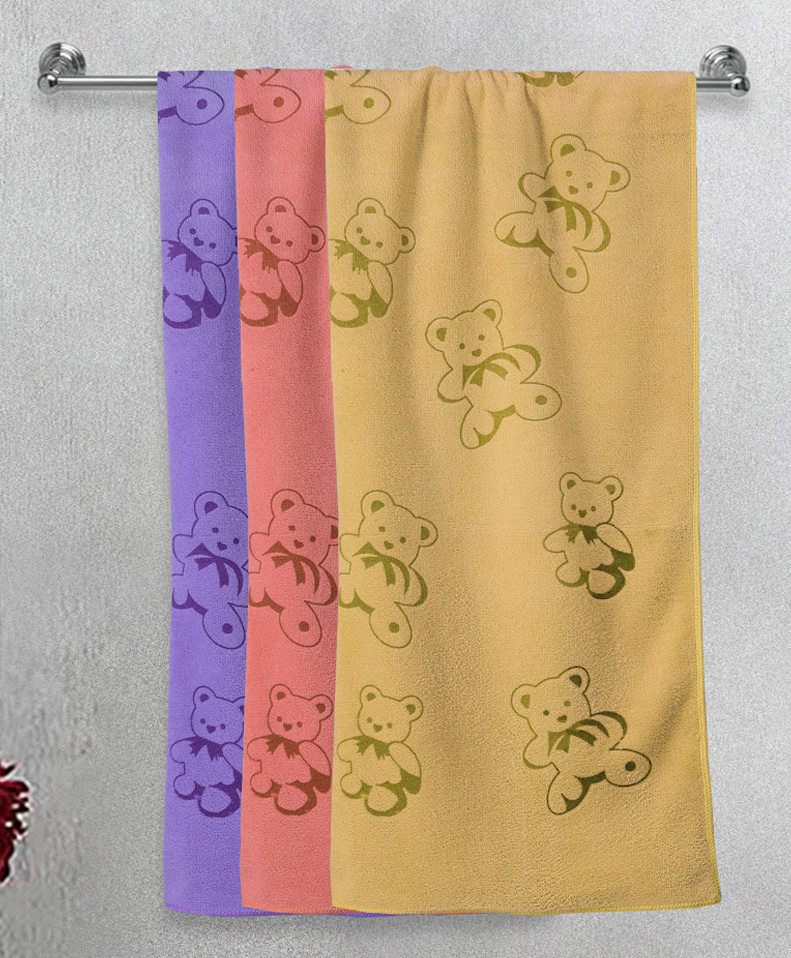 FABINALIV Kids Bath Towels Cotton Pack of 3 Cartoon- Multicolor-picture-17