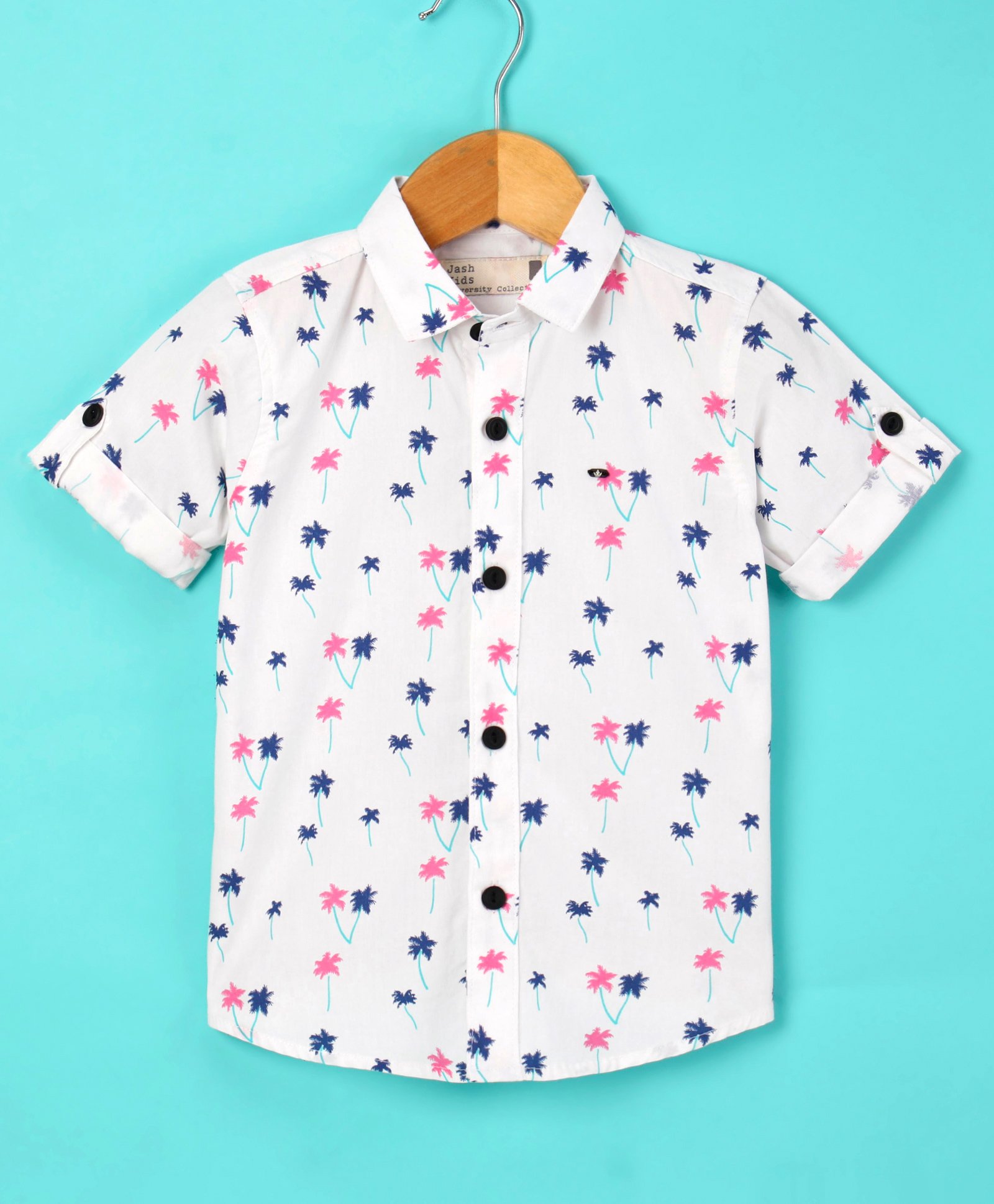 Jash Kids Half Sleeves Shirt Palm Tree Print - White-image-14