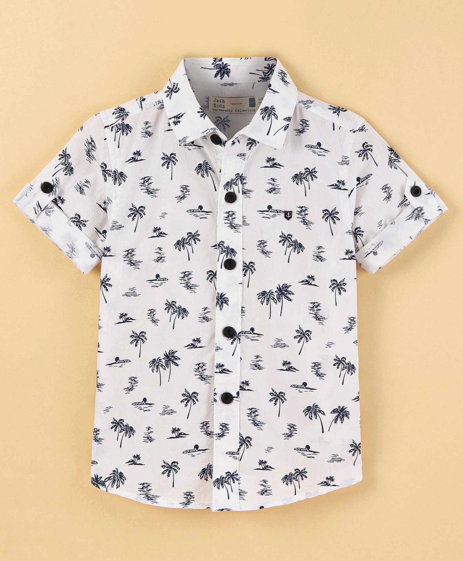 JASH KIDS Half Sleeves Shirt Tropical Print - White-image-5