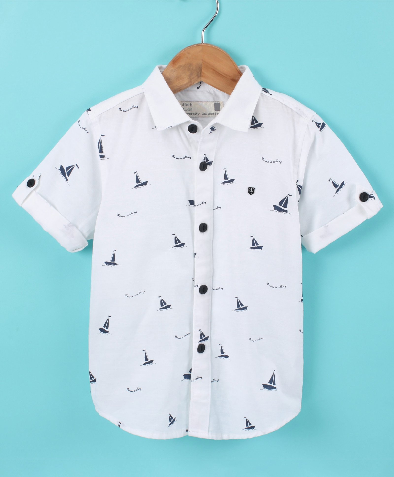 Jash Kids Half Sleeves Shirt Ship Printed - White-picture-24