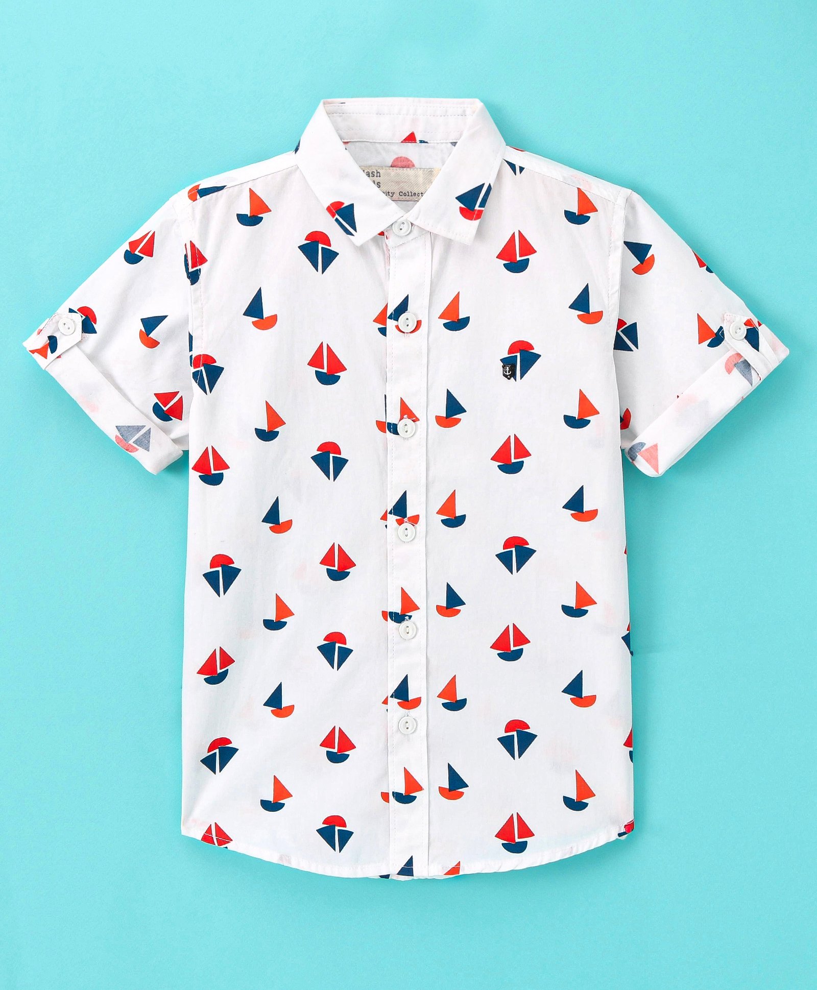 Jash Kids Half Sleeves Shirt Boat Print - White-image-16