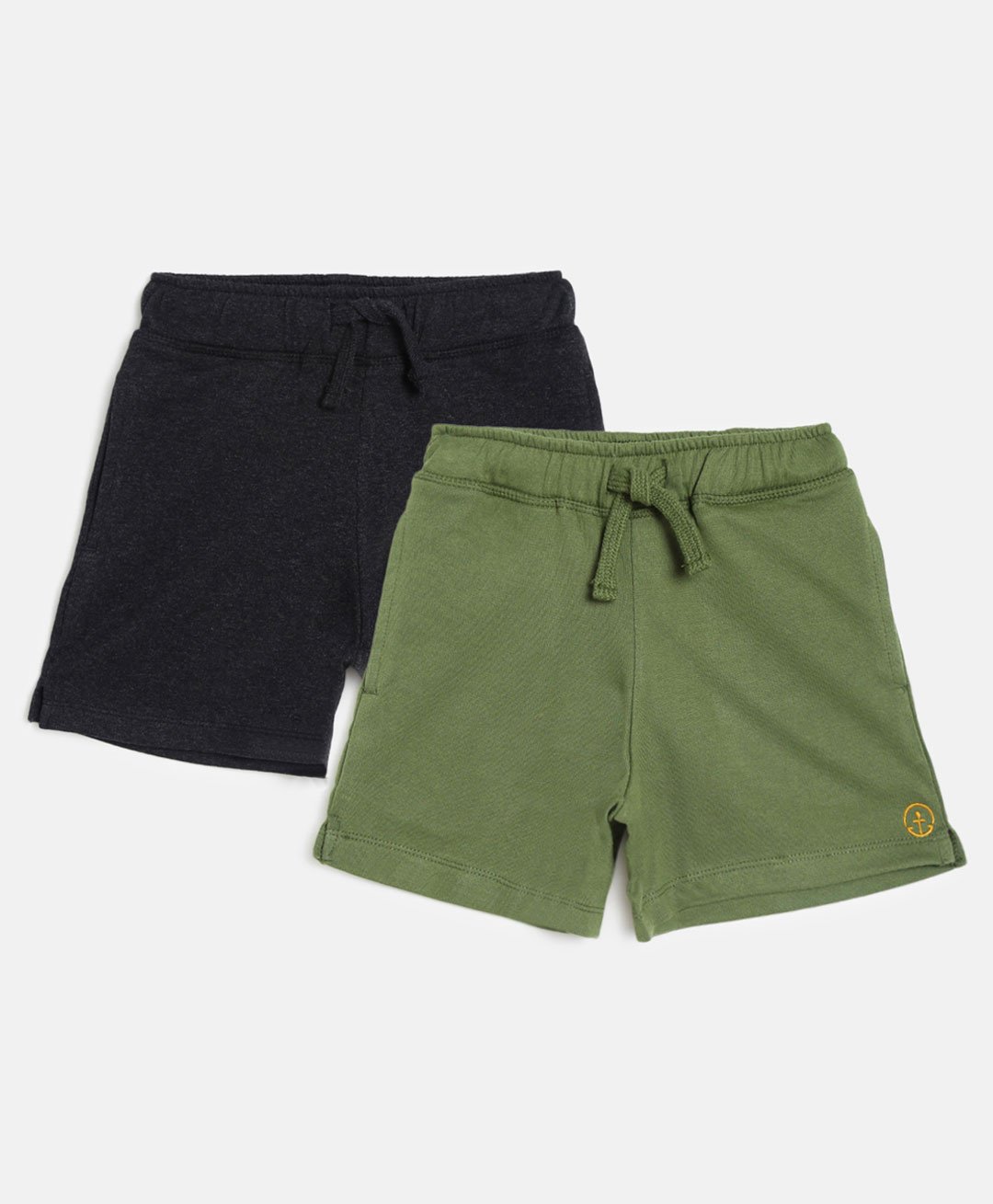 Campana Pack Of 2 Solid Shorts - Charcoal Grey & Olive Green-picture-20