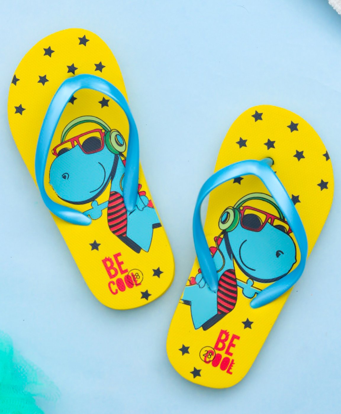 Yellow Bee Be Cool Dino Printed Slipper - Yellow-image-8
