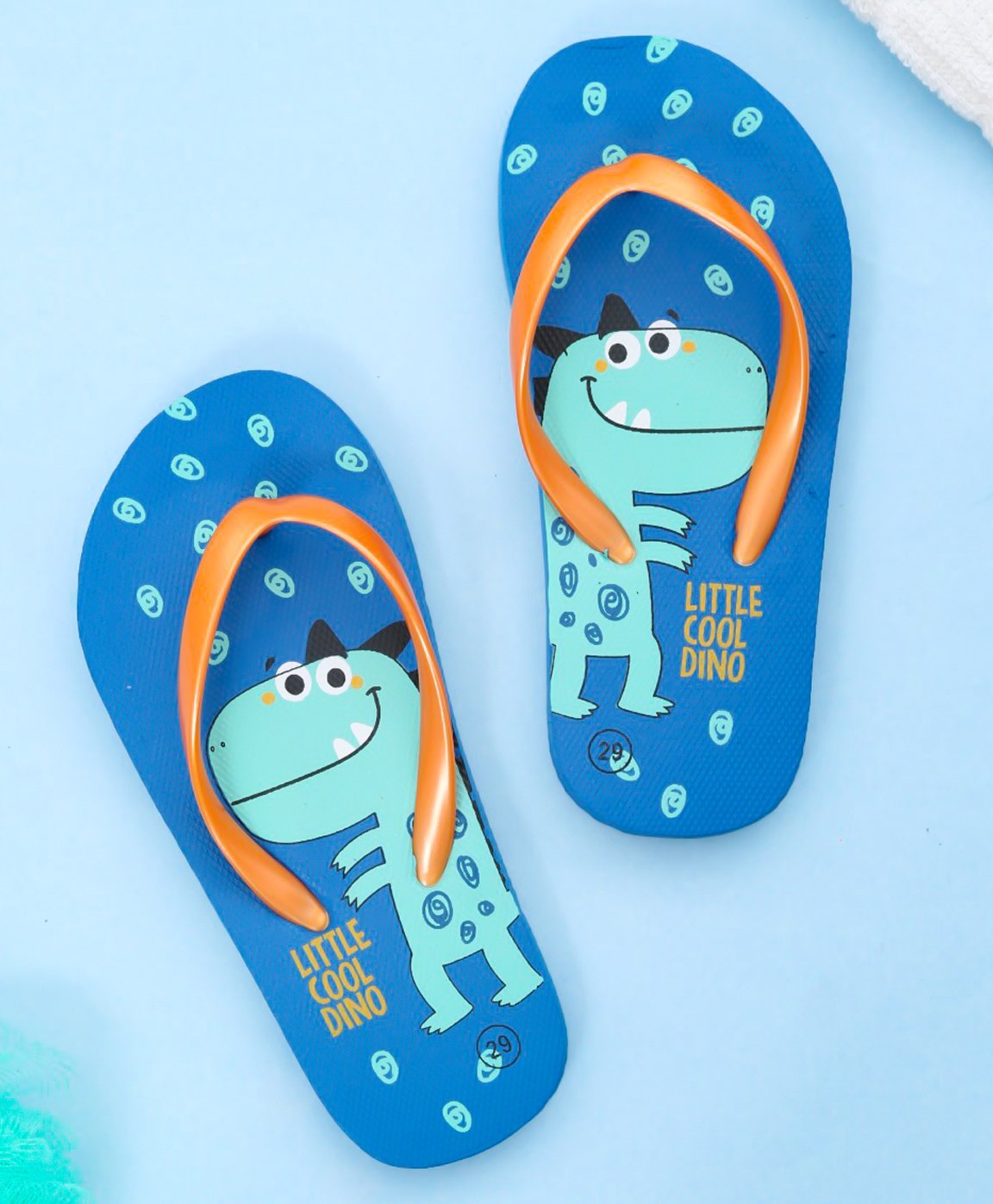 Yellow Bee Little Cool Dino Printed Slipper - Blue-image-21