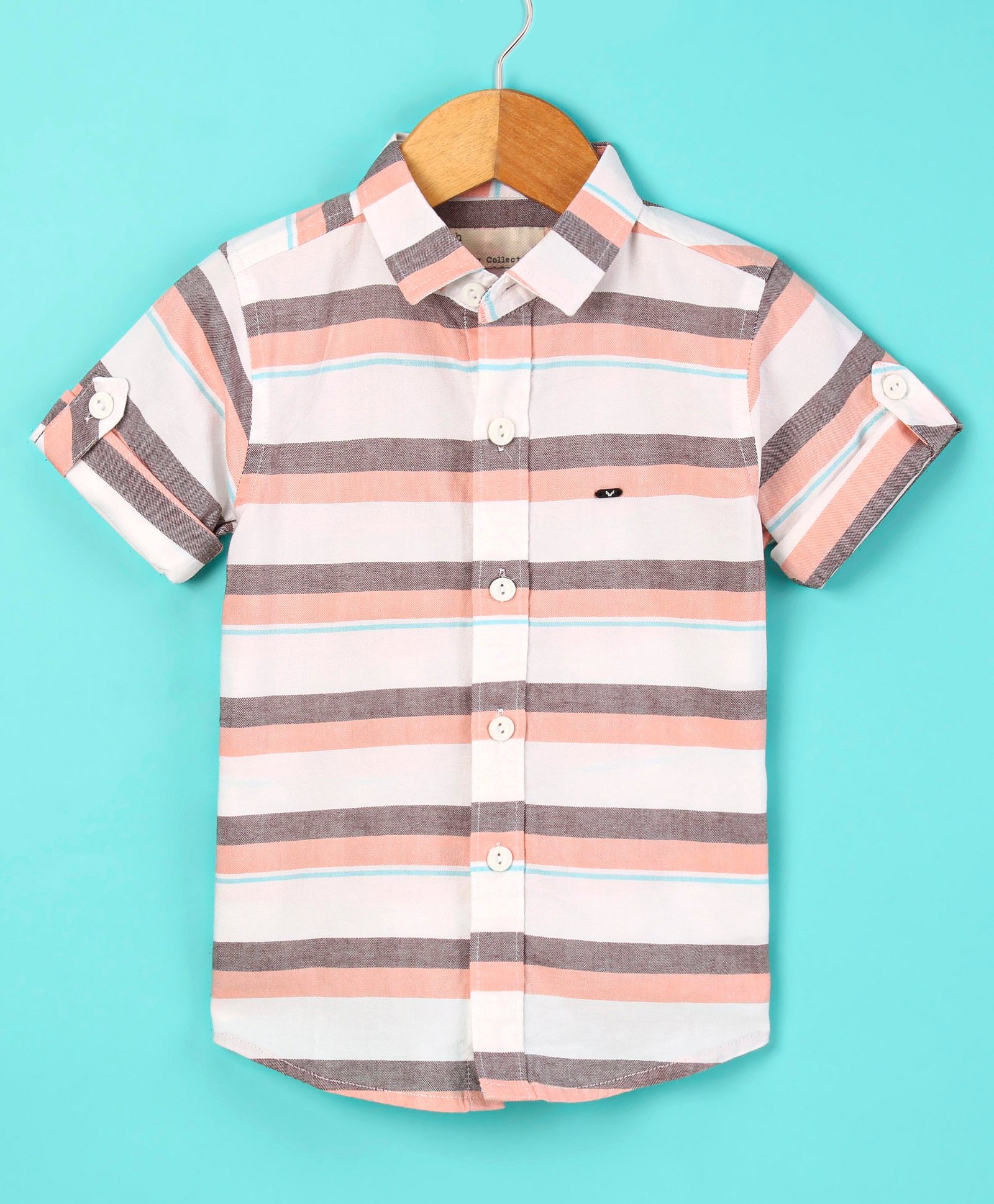 Jash Kids Cotton Half Sleeves Shirt Striped - Peach-picture-39