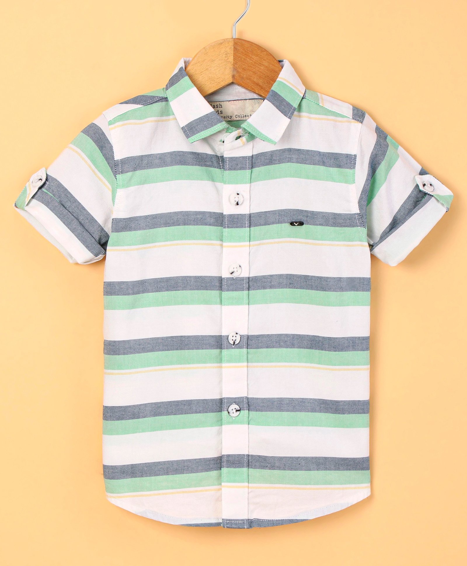 Jash Kids Cotton Half Sleeves Shirt Striped - Green-picture-25
