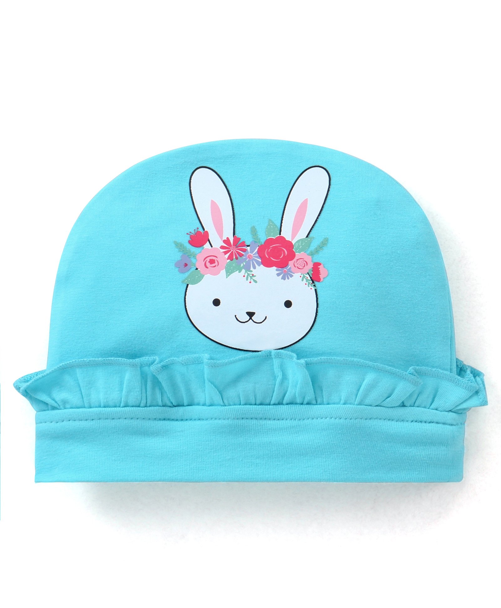 Babyhug Cotton Cap Bunny Print with Frill Detailing - Blue-image-41