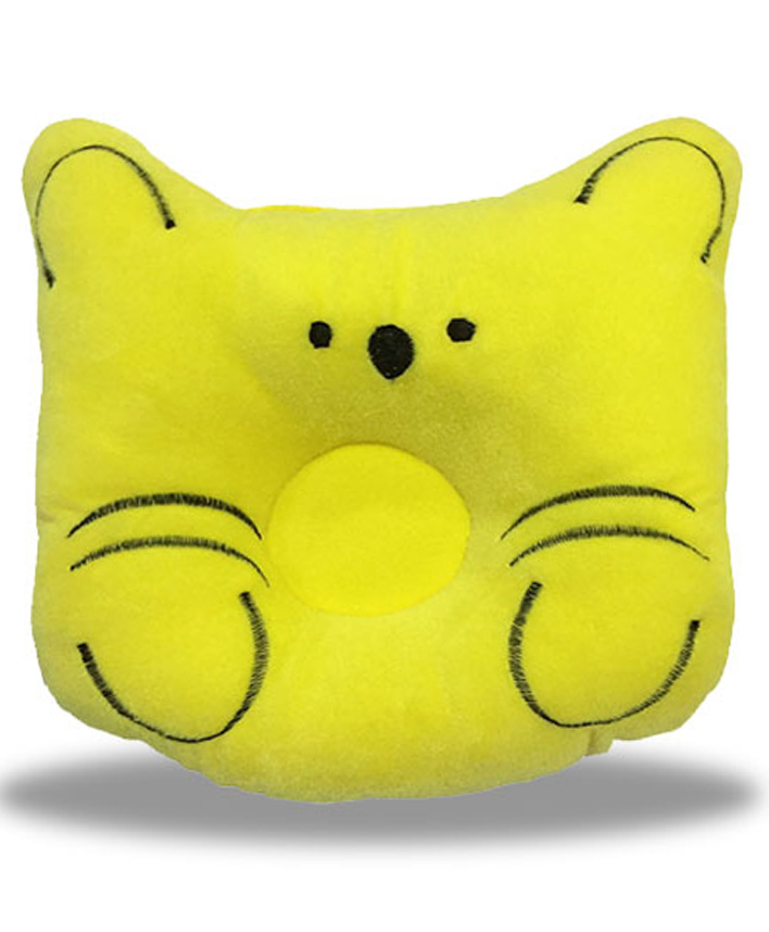 Chinmay Kids Baby Soft Neck Support Pillow for Head Shaping Shape Supporter Cat Face Pillow - Yellow-image-22