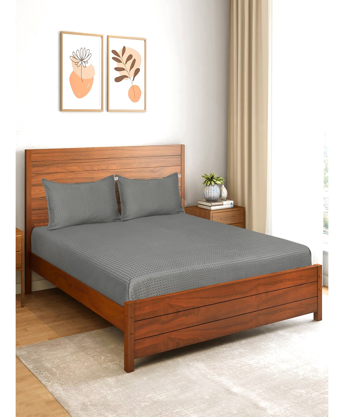 Saral Home Grey 100% Cotton Waffle Design Bed Cover ( 90x100 Inches)-picture-14