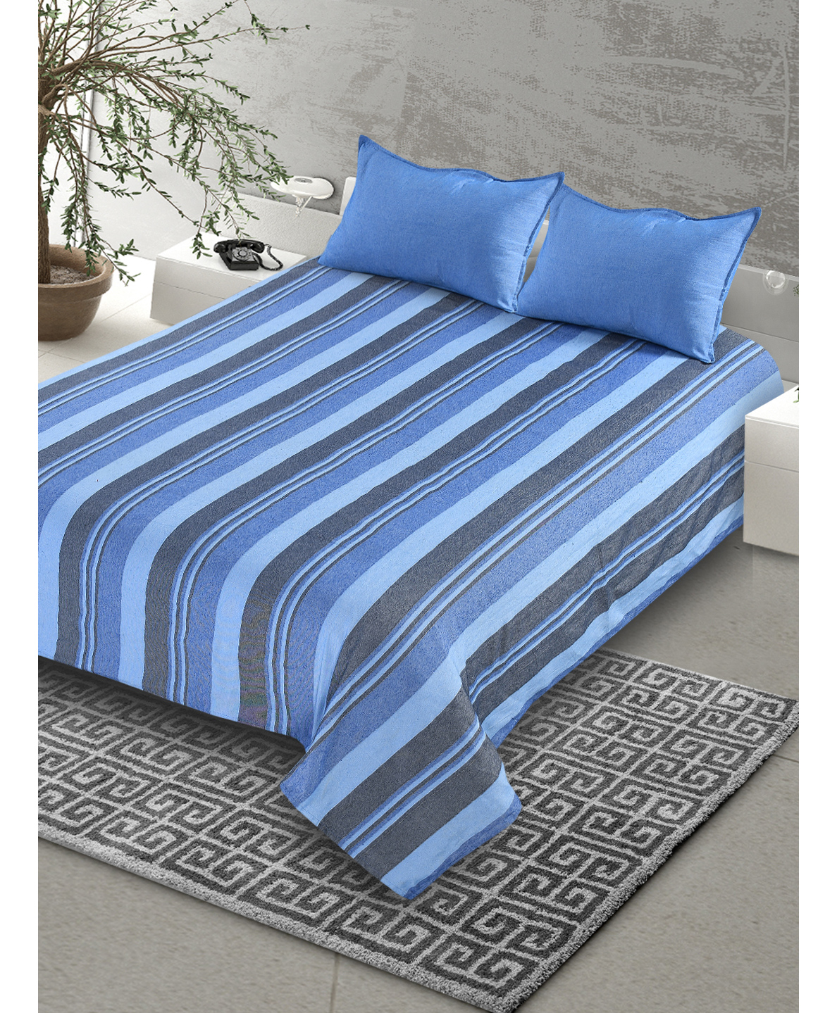 Saral Home Blue Joy Collection Polycotton Bedcover (90x100 Inches) with 2pc Pillow Covers (17x27 Inches)-picture-13