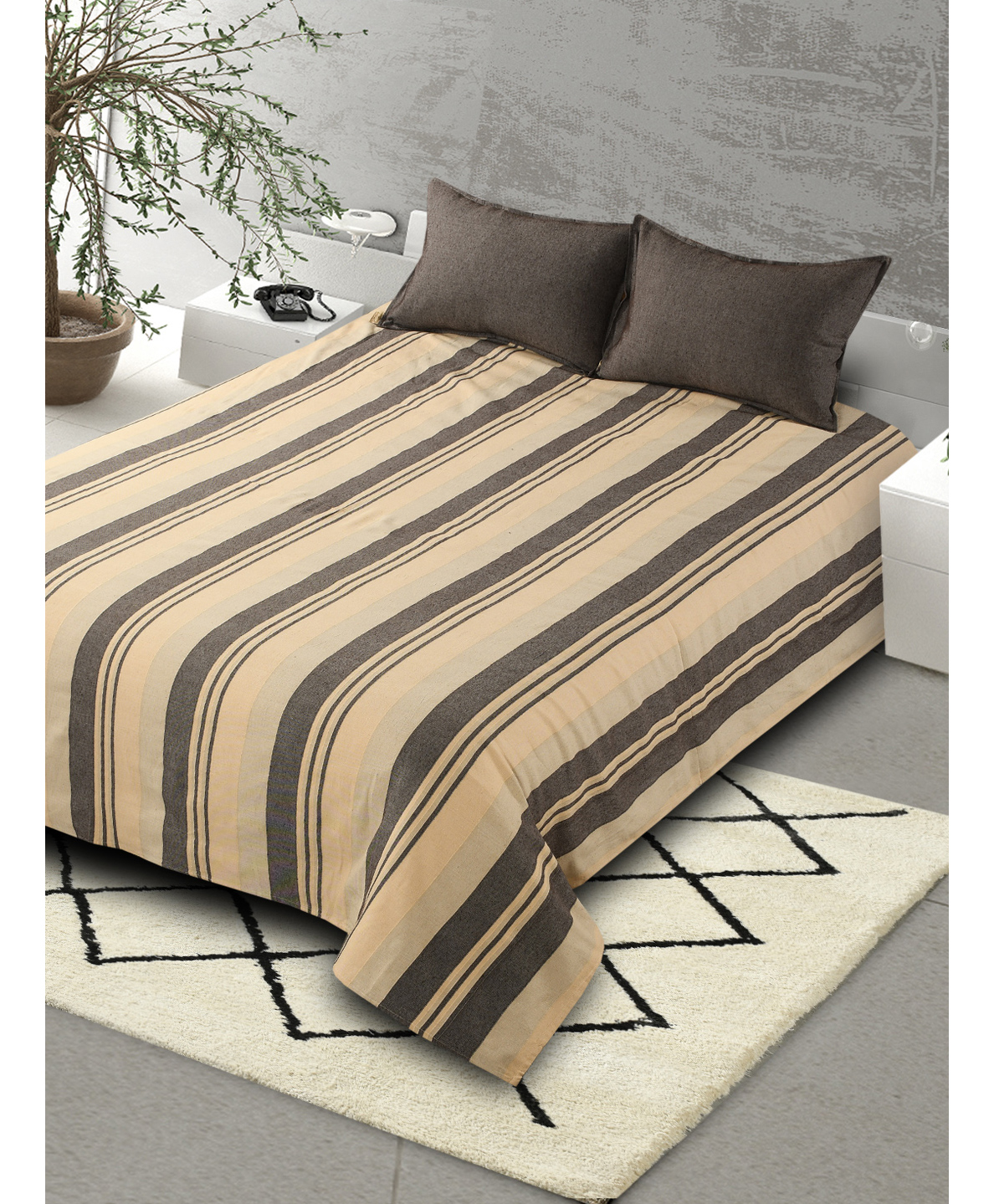 Saral Home Brown Joy Collection Polycotton Bedcover (90x100 Inches) with 2pc Pillow Covers (17x27 Inches)-picture-14
