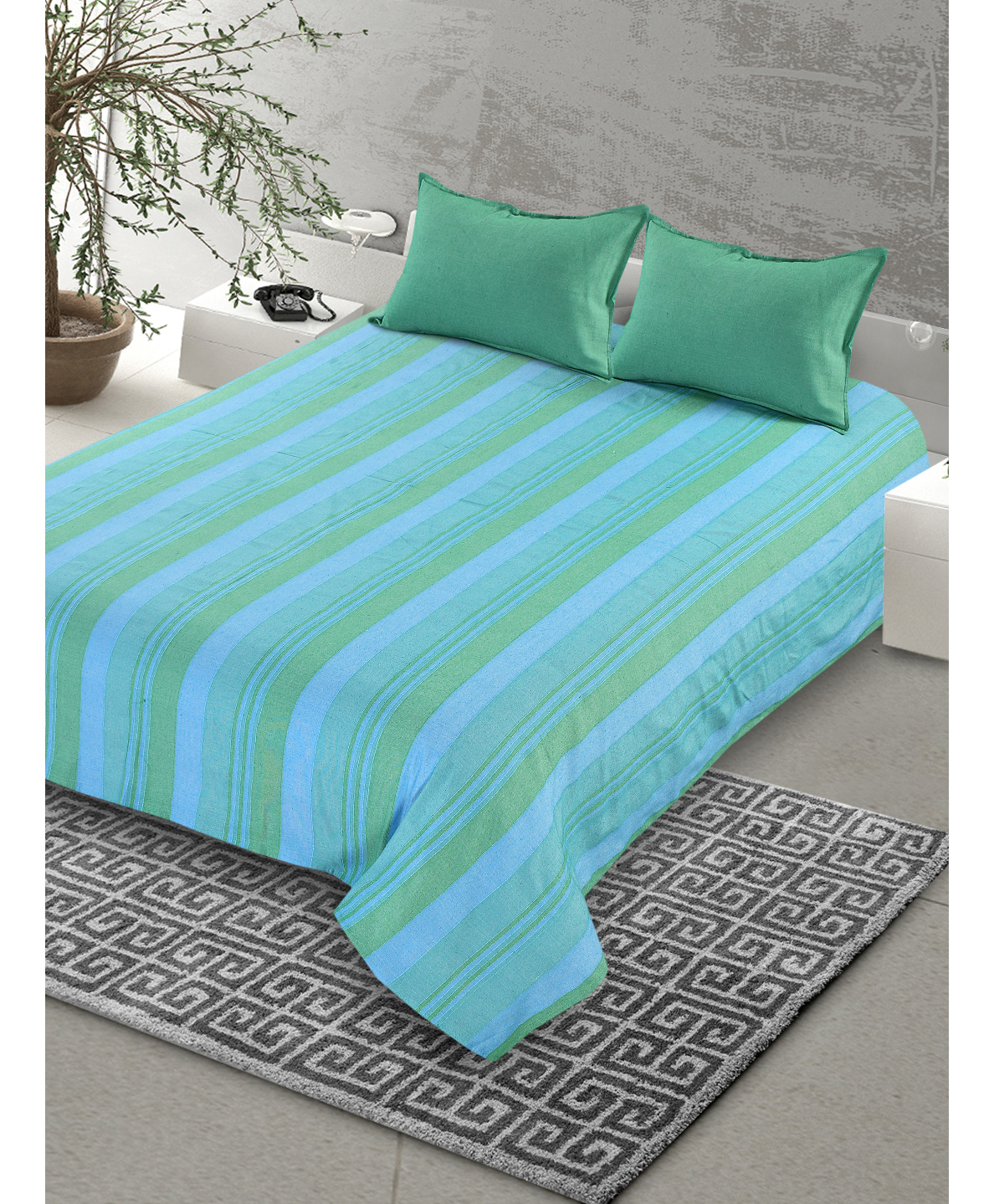 Saral Home Green Joy Collection Polycotton Bedcover (90x100 Inches) with 2pc Pillow Covers (17x27 Inches)-picture-15