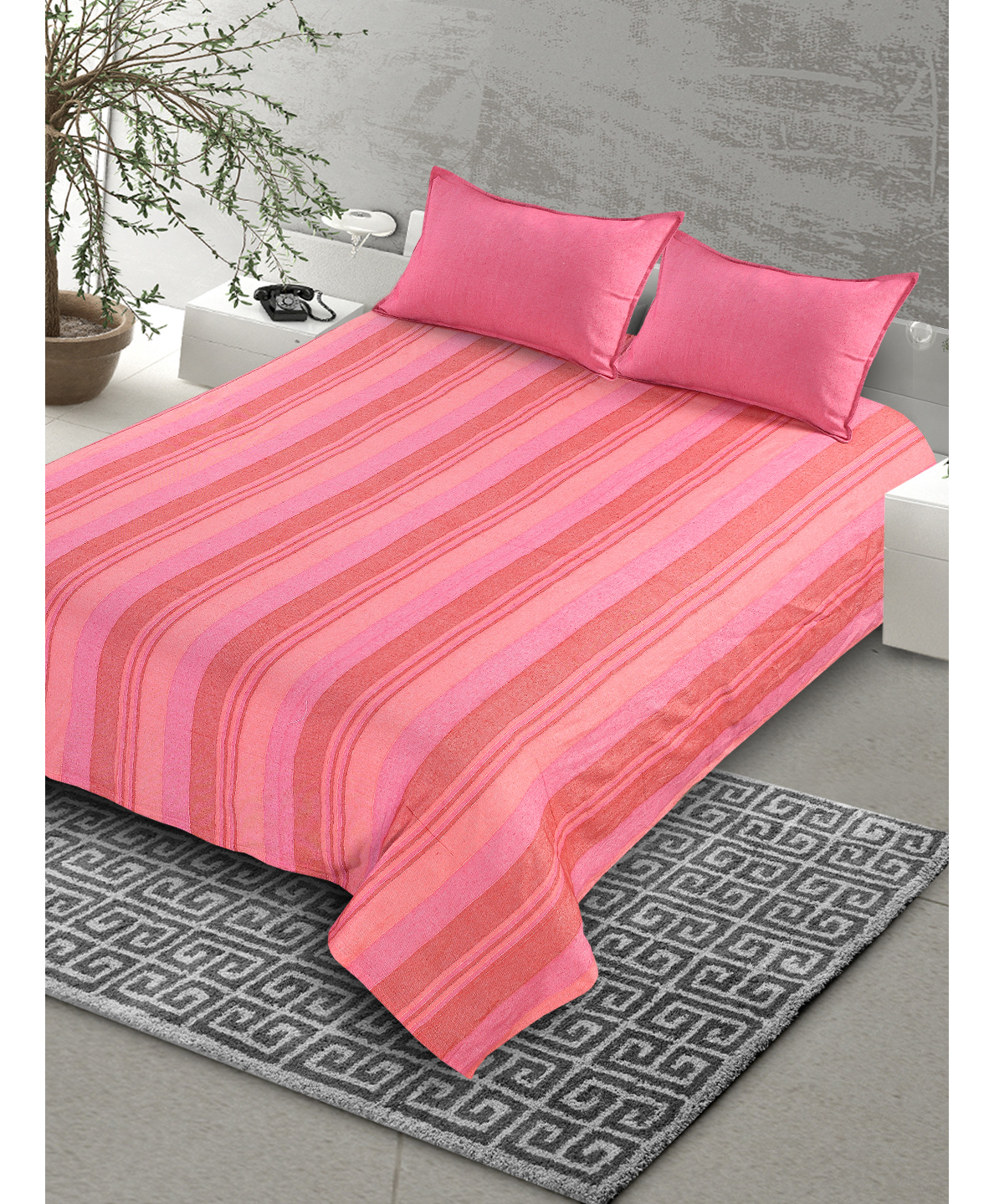 Saral Home Pink Joy Collection Polycotton Bedcover (90x100 Inches) with 2pc Pillow Covers (17x27 Inches)-picture-10