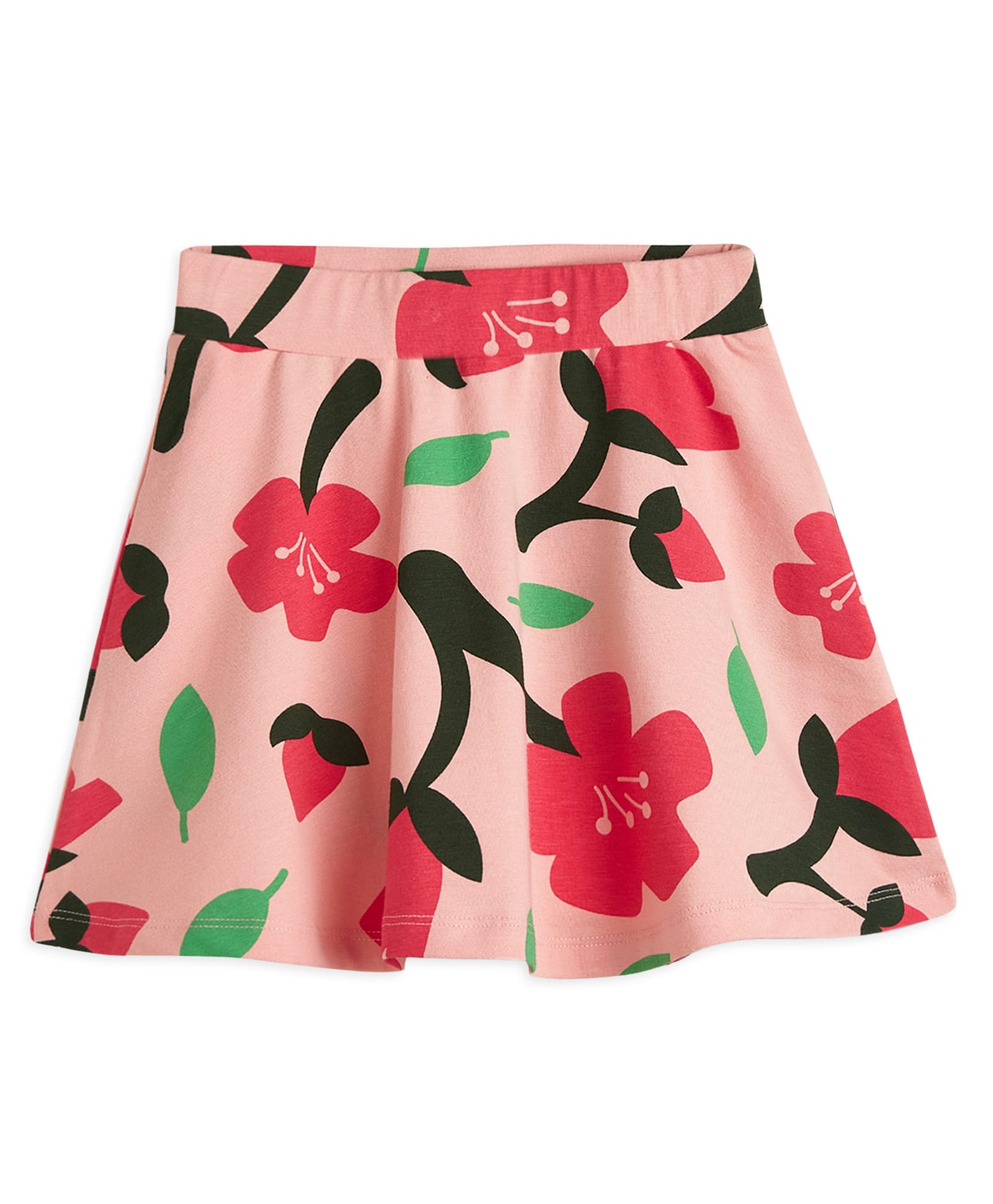 Plan B Cherry Blossom Printed Skater Skirt With Inbuilt Shorties - Peach-image-44