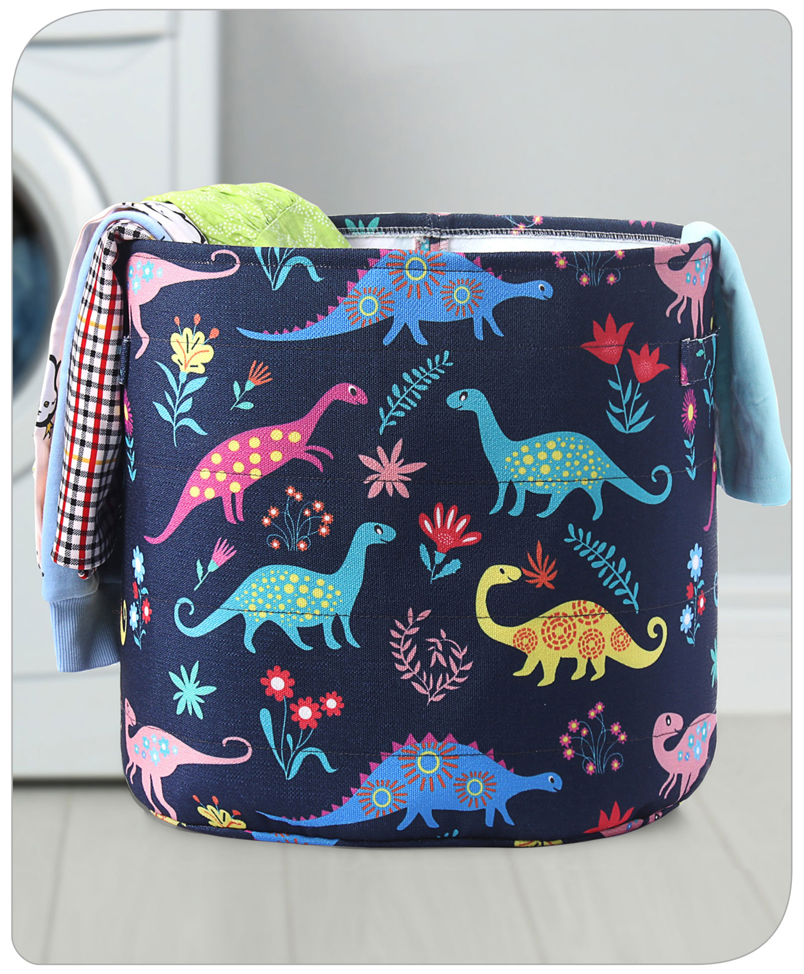 Babyhug Canvas Storage Bag Dino Print- Blue-image-19