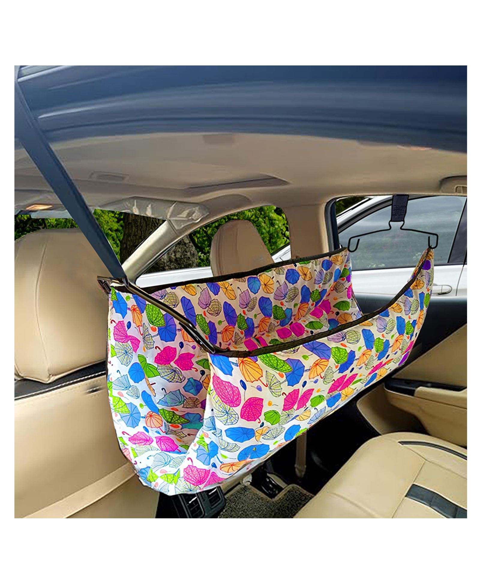 VParents Car Cradle Hammock Portable with Adjustble Belt and Hammock Cloth Hangers - Multicolour-image-40