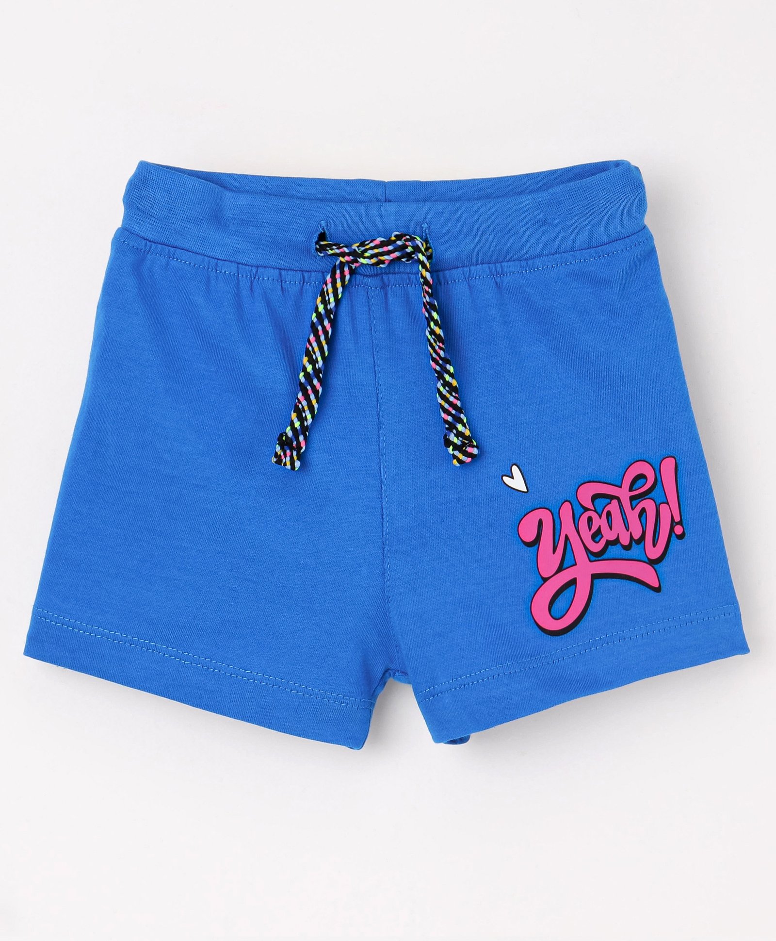 Bodycare Cotton Knit Knee Length Shorts With Yeah Print - Royal Blue-image-24