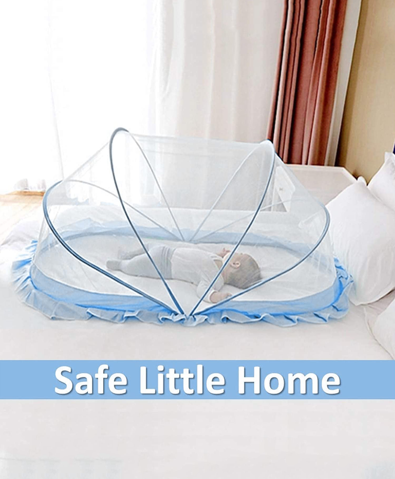 classic mosquito nets Classic Mosquito Net for Baby Net for Infants 135 x 65 x 65 cm 0 to 24 Months - Blue-picture-12