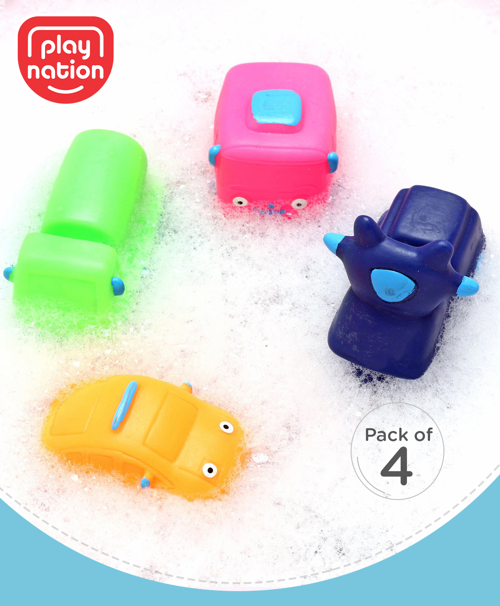 play nation PlayNation Bath In Style Squeeze Toy Set Transport Pack Of 4- Multicolor-picture-3
