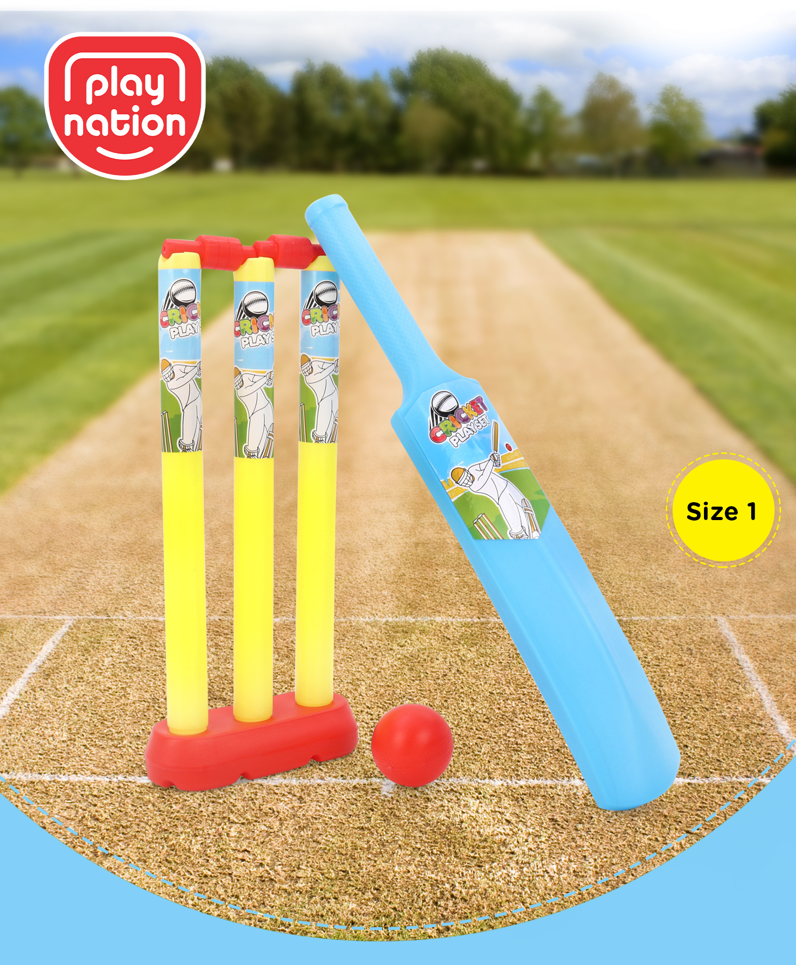 PlayNation Junior Cricket Set - Yellow Blue