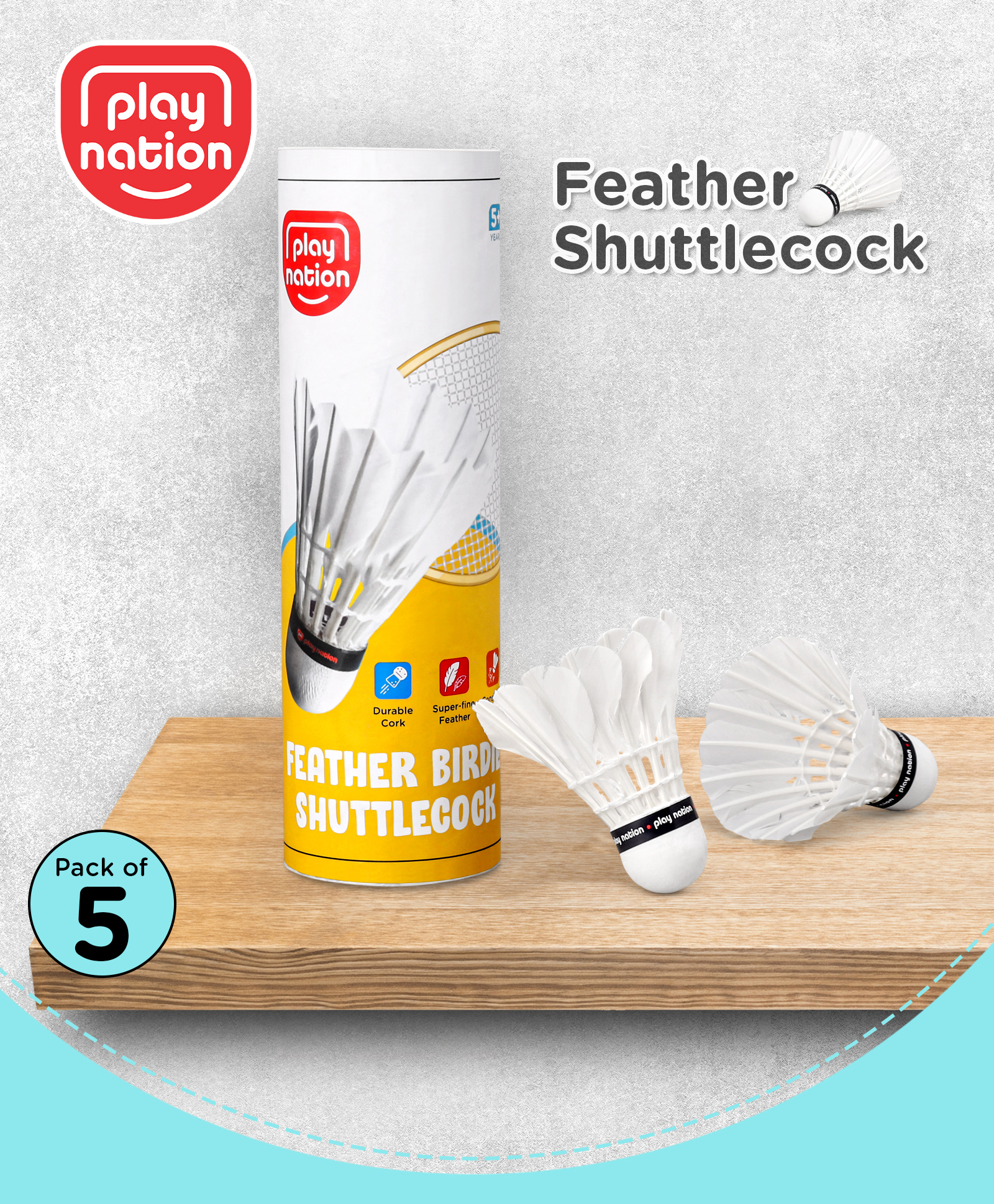 Play Nation Feather Shuttle Pack of 5 - White-image-24