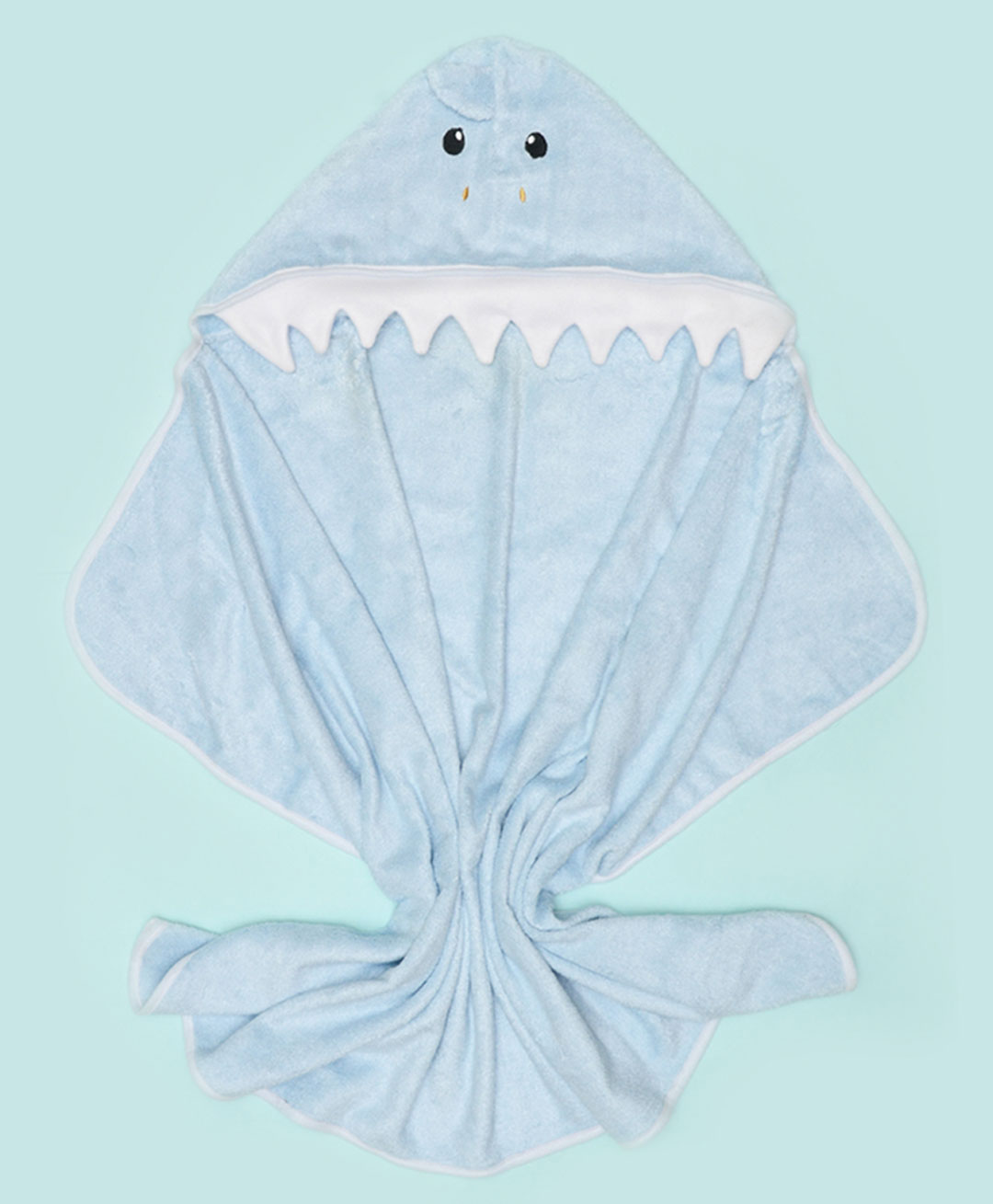 SNUGKINS Bamboo Hooded Baby Towel Baby Shark - Sky Blue-image-3