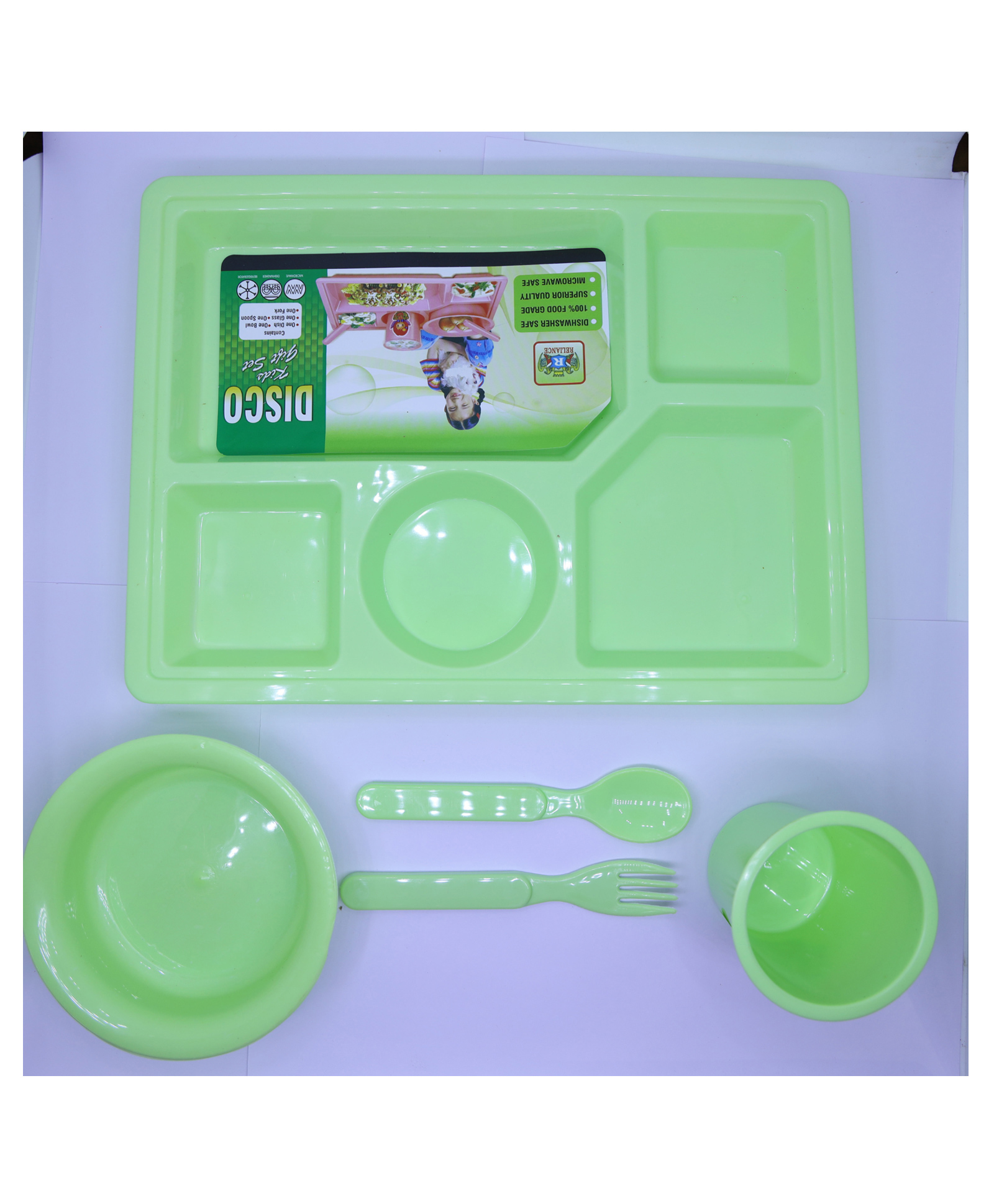Korbox Disco Set Section Dinner Plates Top Rack Dishwasher Safe - Green-image-2