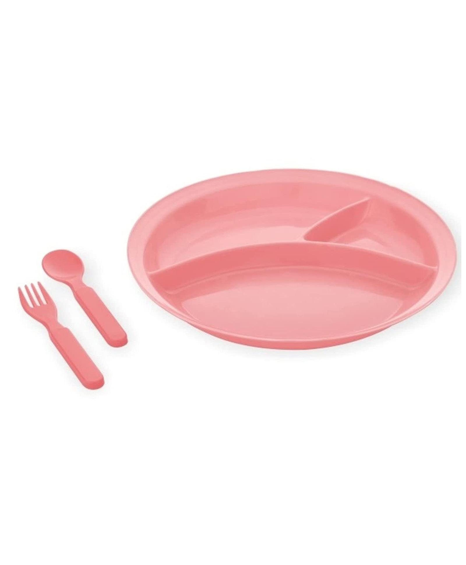 Korbox Party Food Thali Dinnerware Divided Plates for Kids Plastic BPA Free Sectional Holiday Dinner Plates Christmas Dishes for Kids Top Rack Dishwasher Safe- Pink-image-1