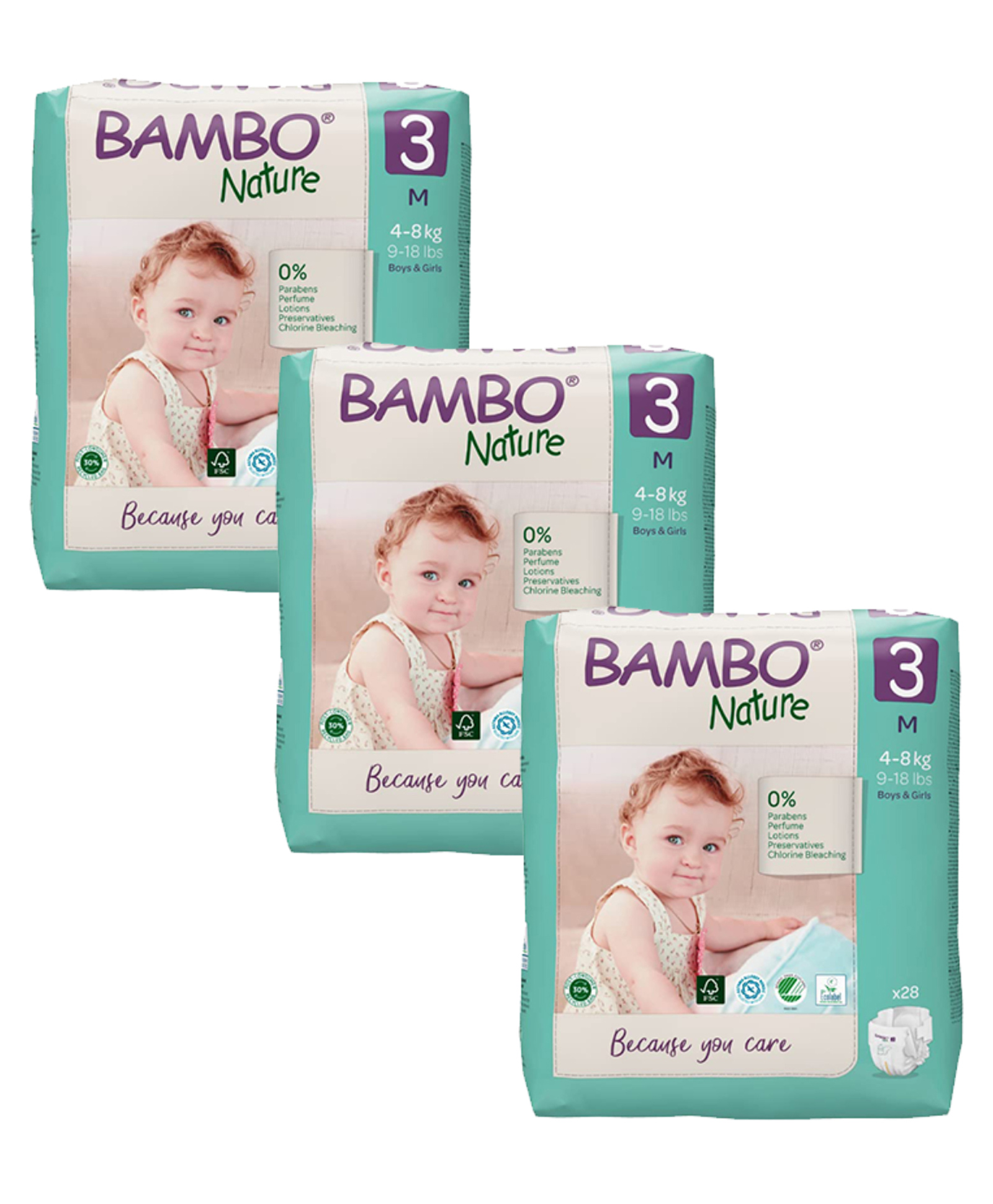 Bambo Nature Eco Friendly Tape Diapers with Wetness Indicator Medium Size Pack Of 3 - 84 Pieces-image-38