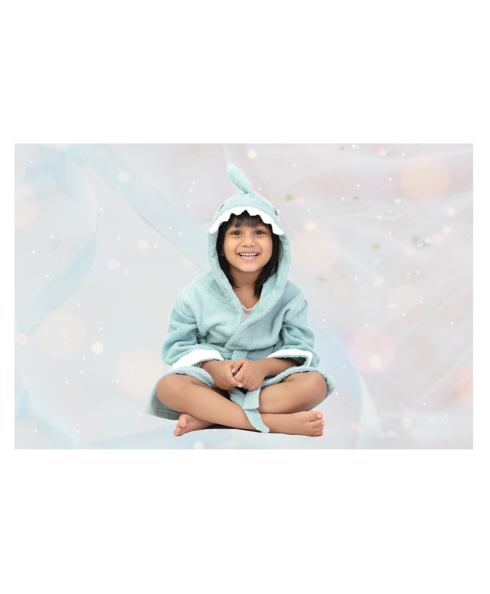 Thread Fairy Lion Bath Robe Shark Print - Blue-picture-45