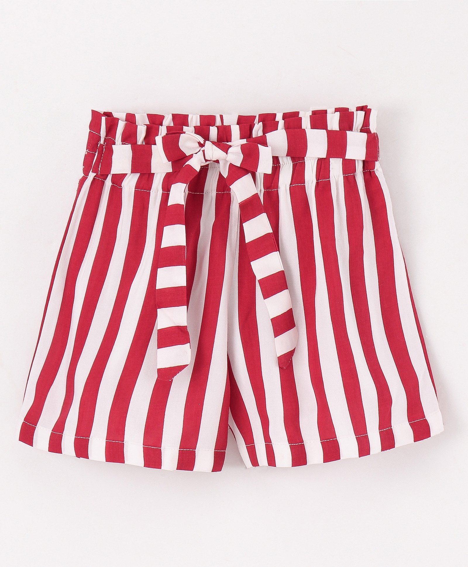 CrayonFlakes Back Elasticated & Front Tie Up Striped   Shorts - Red-picture-19