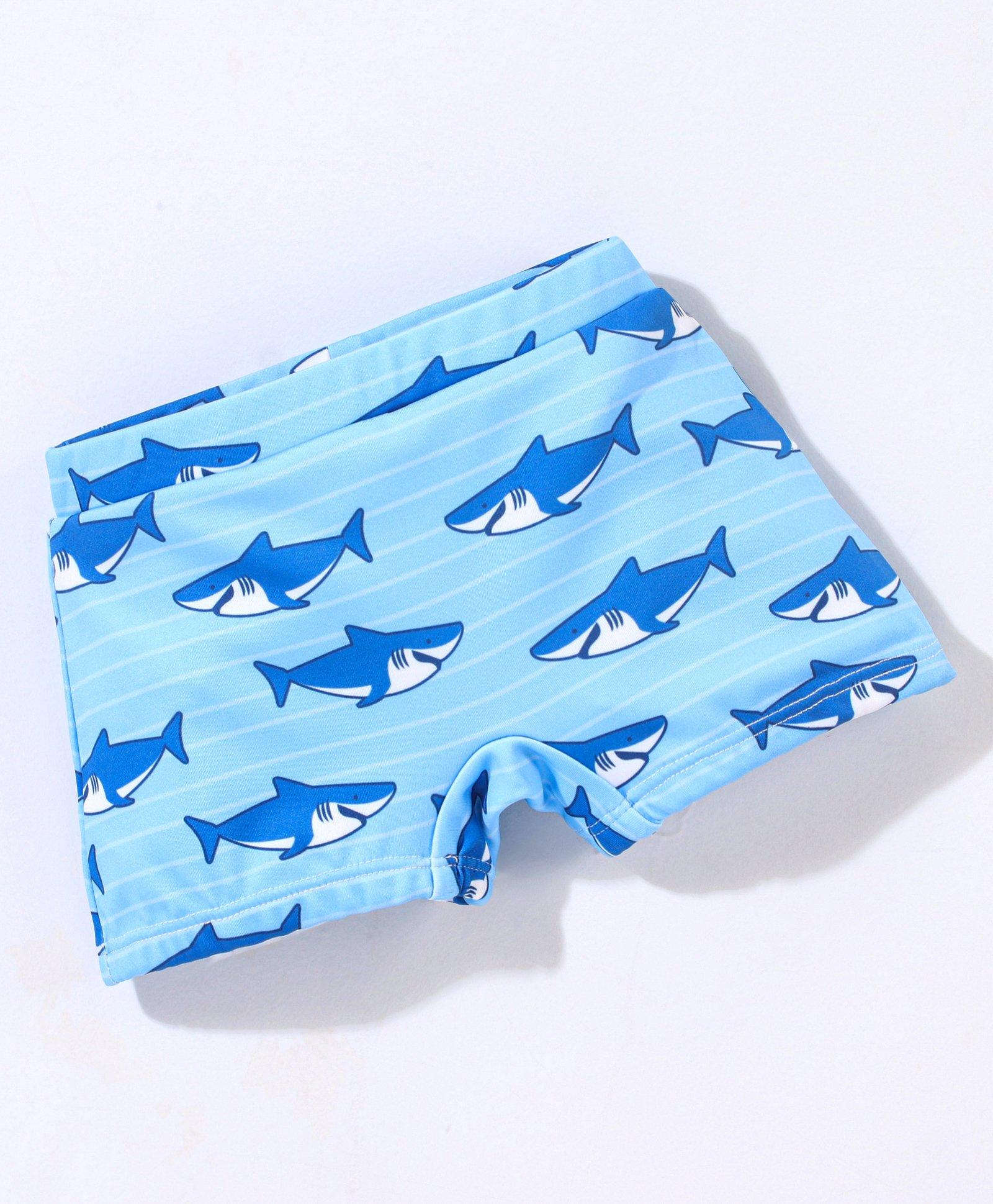 Babyhug Short Length Swimming Trunk Sharks Print - Blue-image-34