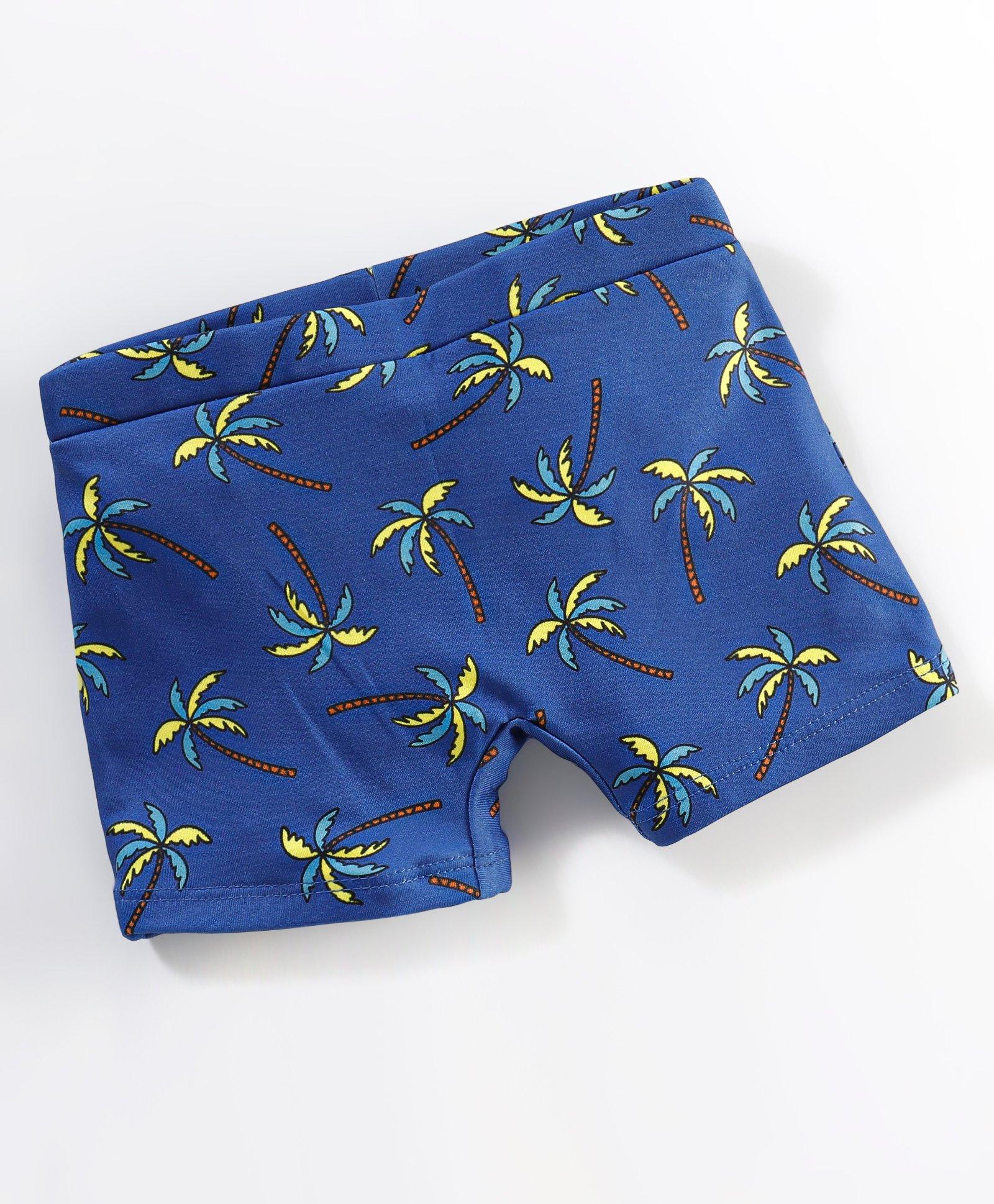 Babyhug Swimming Trunk Palm Tree Print - Blue-image-6