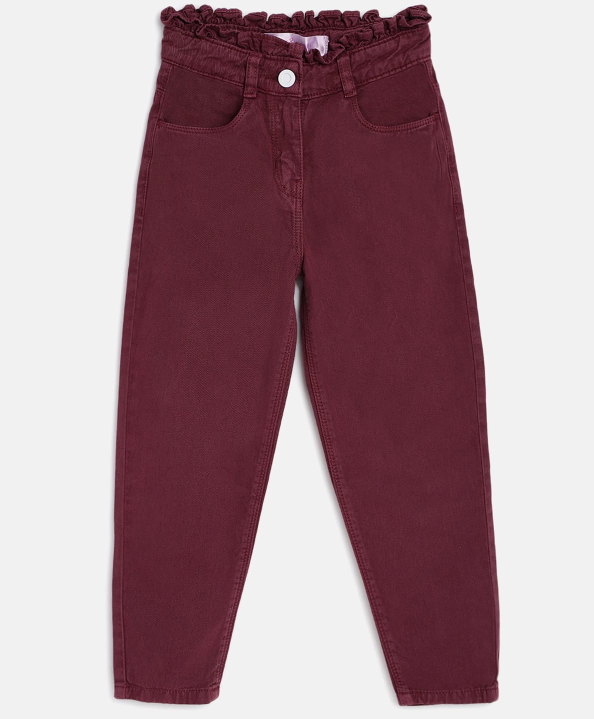 Tales & Stories Solid Paper Bag Slouchy Fit Pants - Maroon-picture-24