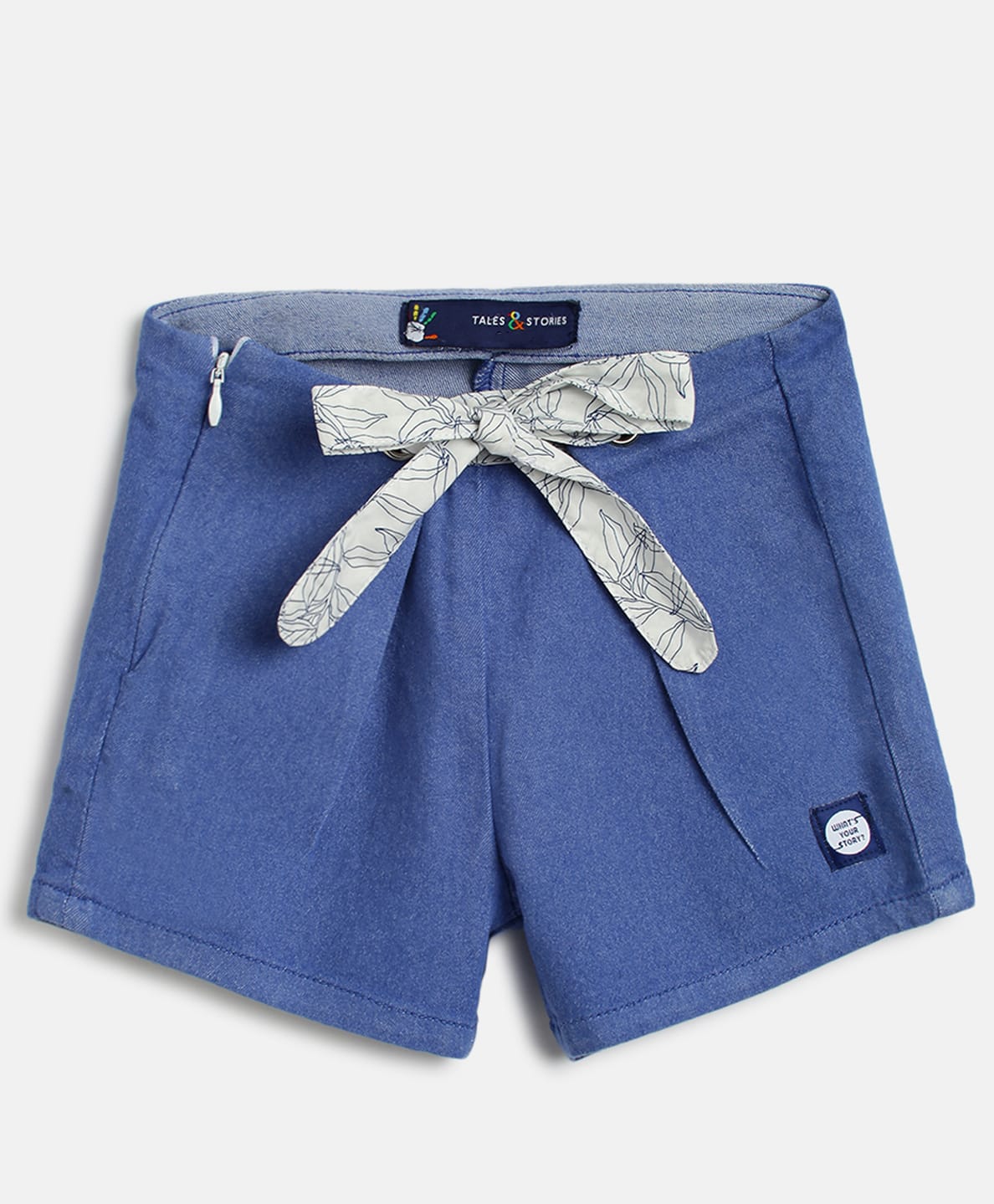 Tales & Stories Solid Waist Band Styled Shorts - Blue-picture-20