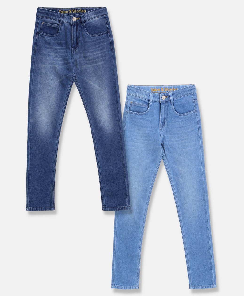 Tales & Stories Pack Of 2 Washed Button Down Jeans - Light Blue-picture-25