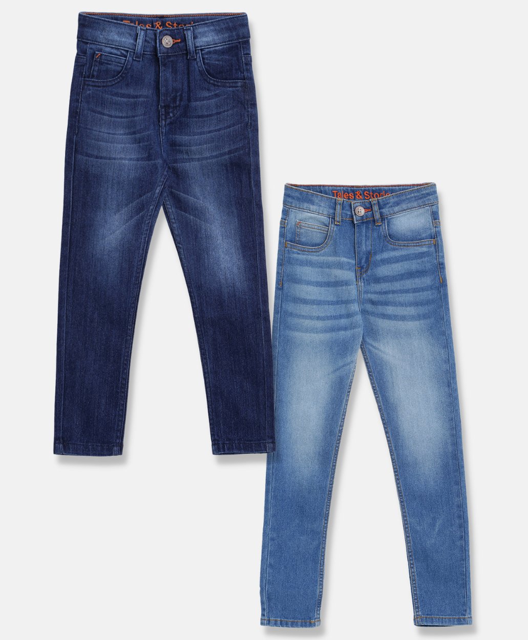 Tales & Stories Pack Of 2 Button Down Solid Jeans - Dark Blue & Light Blue-picture-23