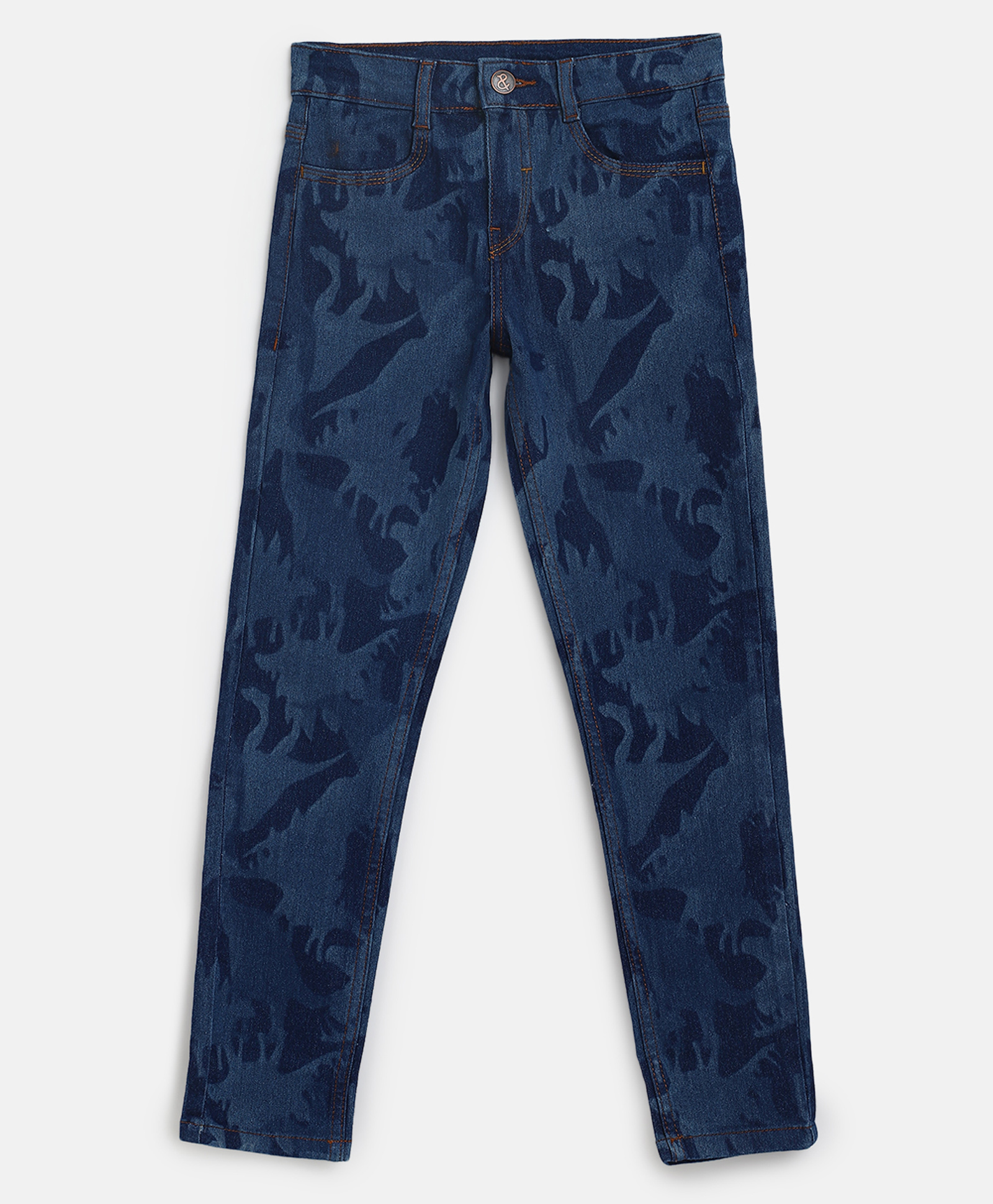 Tales & Stories Seamless Dinosaurs Printed Slim Fit Jeans - Dark Blue-picture-17