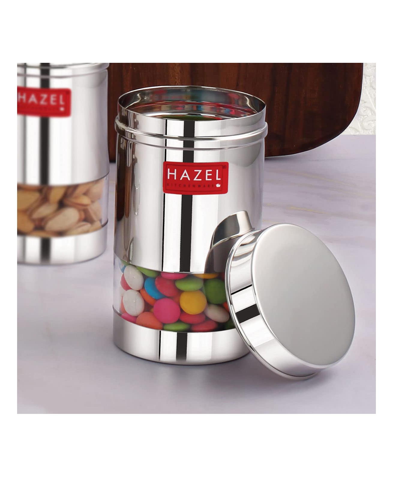 HAZEL Stainless Steel See Through Storage Containers Fridge Containers for Kitchen Modular Silver - 400 ml-image-19