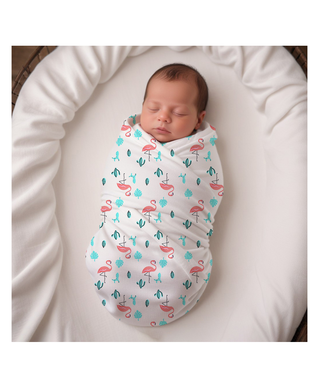 mom's home Moms Home Organic Cotton Soft Baby Muslin Swaddle Green Flamingo Print - Multicolour-picture-23