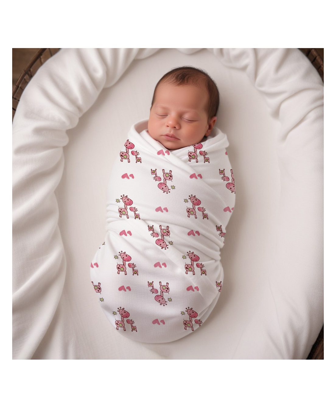 Moms Home Organic Cotton Soft Baby Muslin Swaddle Pink Giraffe - Multicolour-image-8