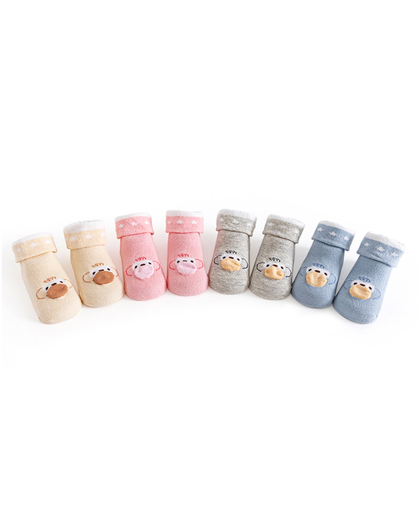 Kidofash Pair Of 4 Monkey Design Socks - Peach-picture-18