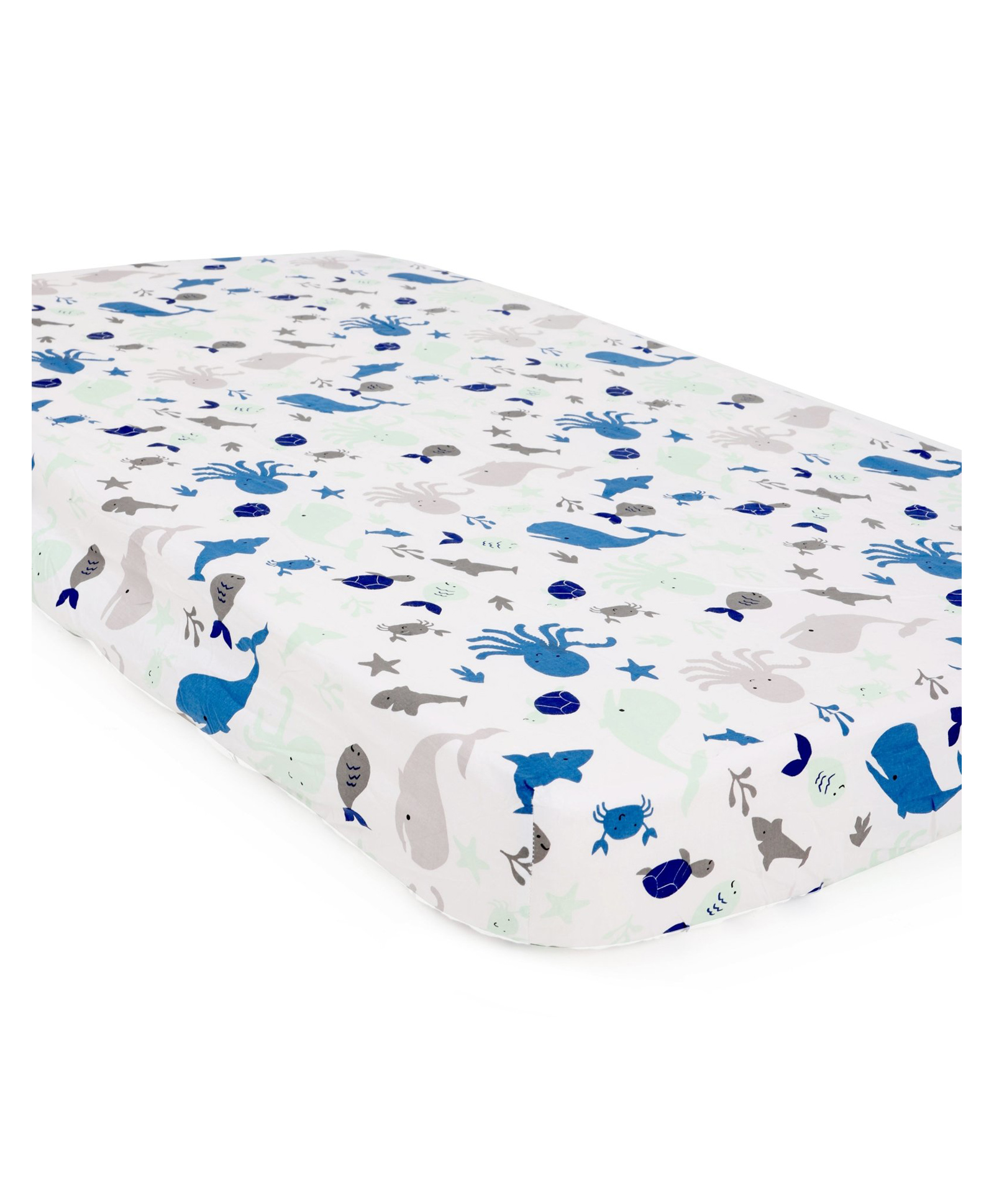 The Mom Store My Sea World Baby Crib Sheet - White-picture-27