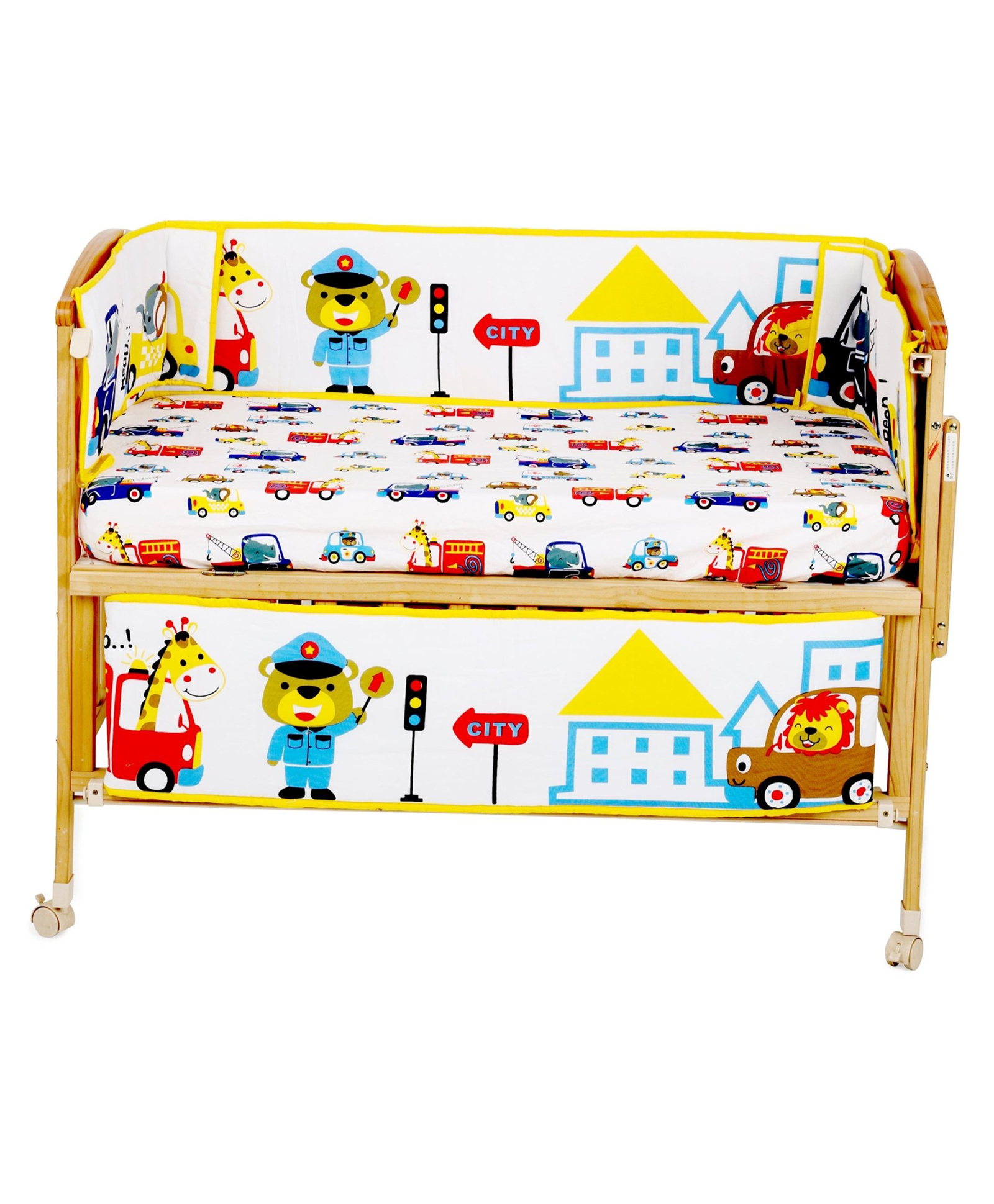 The Mom Store Beep Beep 4 Section Crib Rails Protector Bumper Set - Multioclour-picture-17