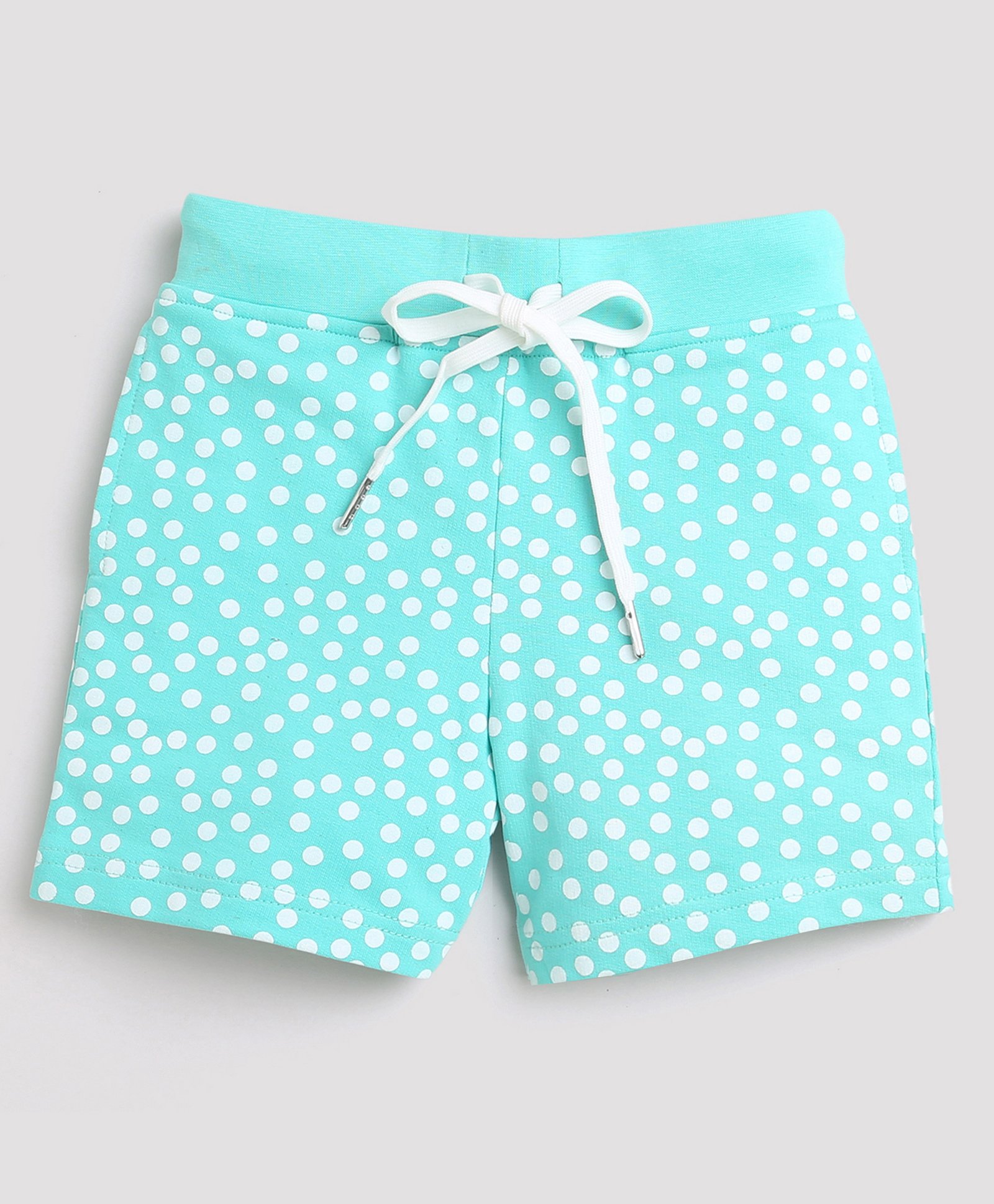 Tiny Girl Polka Dots Printed Shorts With Ribbed Waist - Aqua-picture-46