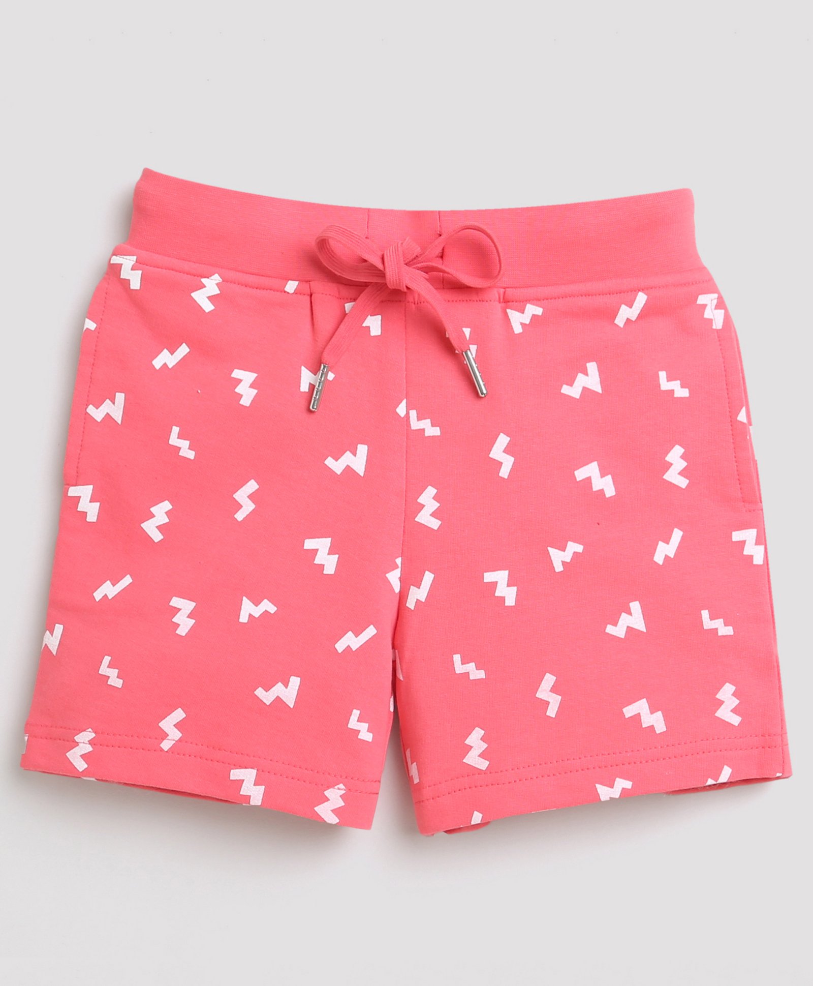 Tiny Girl Lego Puzzle Blocks Printed Shorts With Ribbed Waist - Red-picture-17