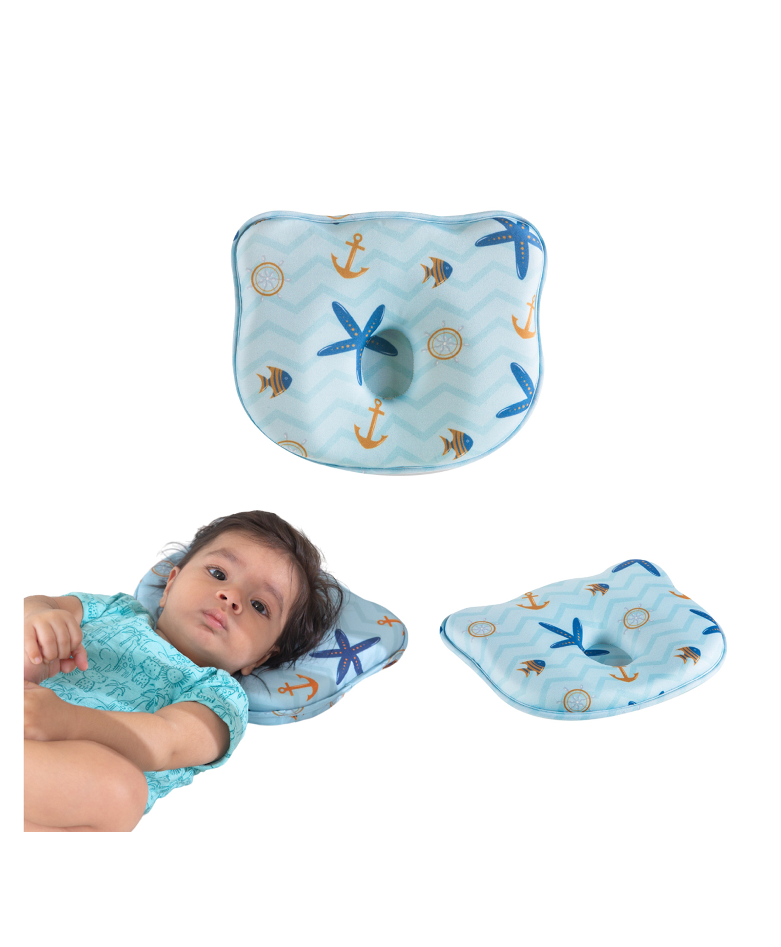 The White Willow Infant Baby Pillow For Preventing Head For Flat Head Syndrome Ideal  - Blue-picture-12