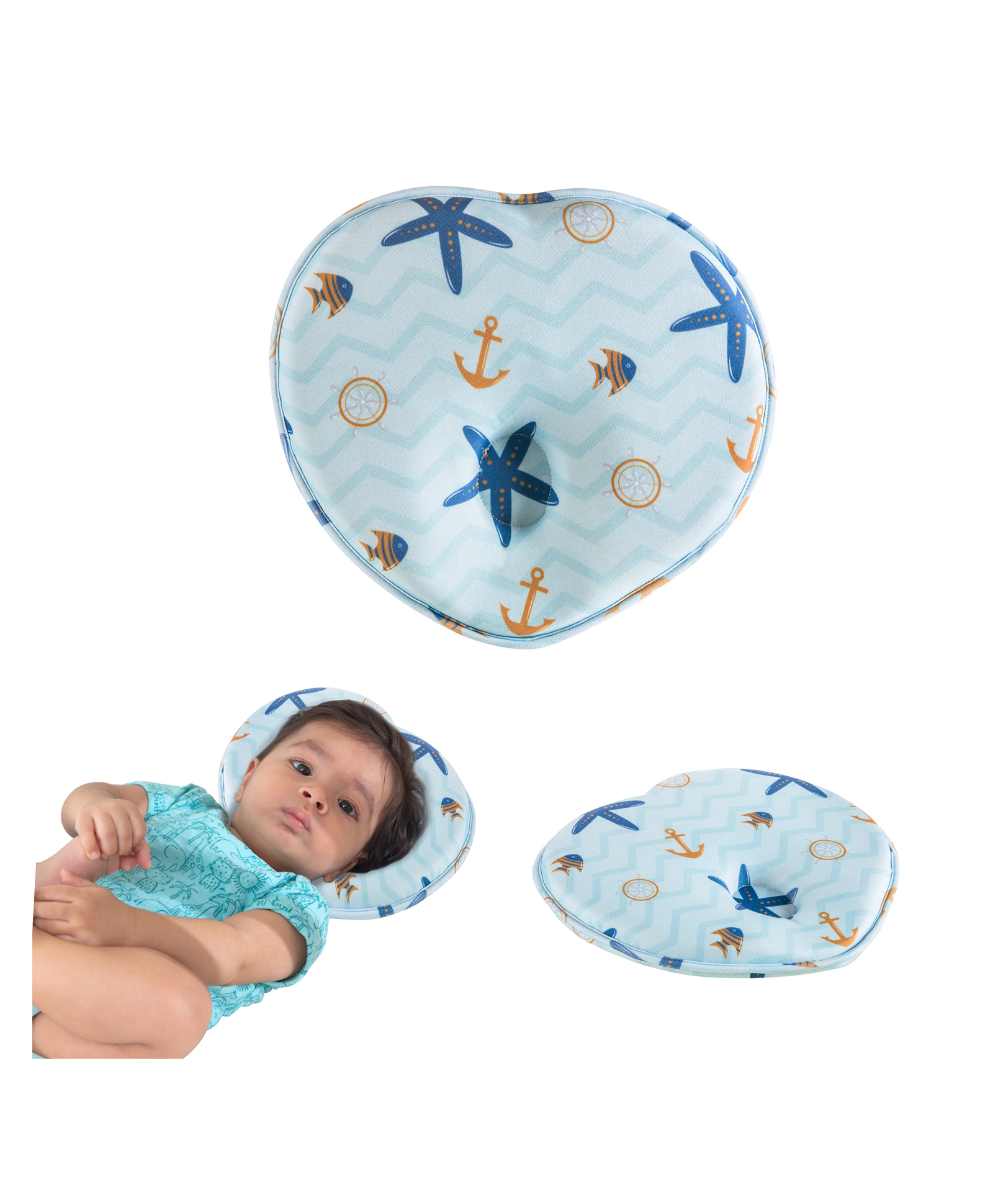 The White Willow Infant Baby Pillow For Preventing Head For Flat Head Syndrome- Blue-picture-7